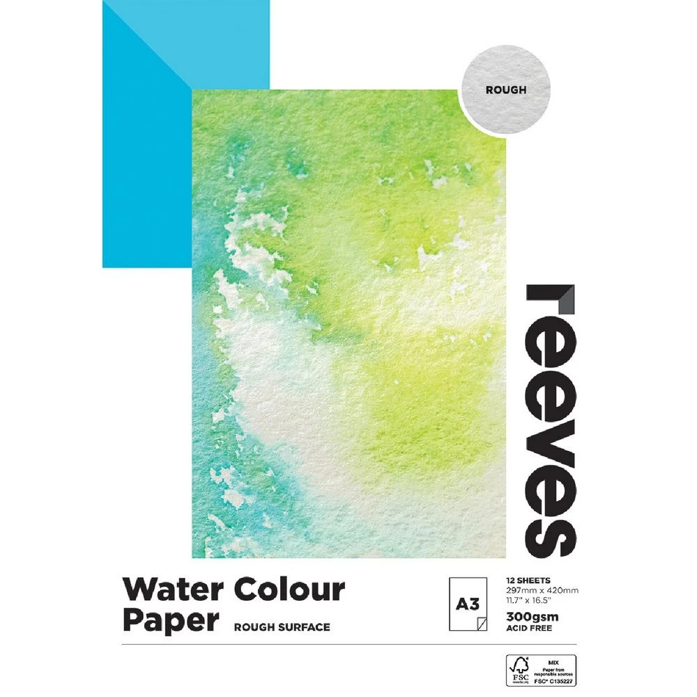 1 Reeves Watercolour Pad Rough 300gsm 12 Sheets A3, 1 of 1