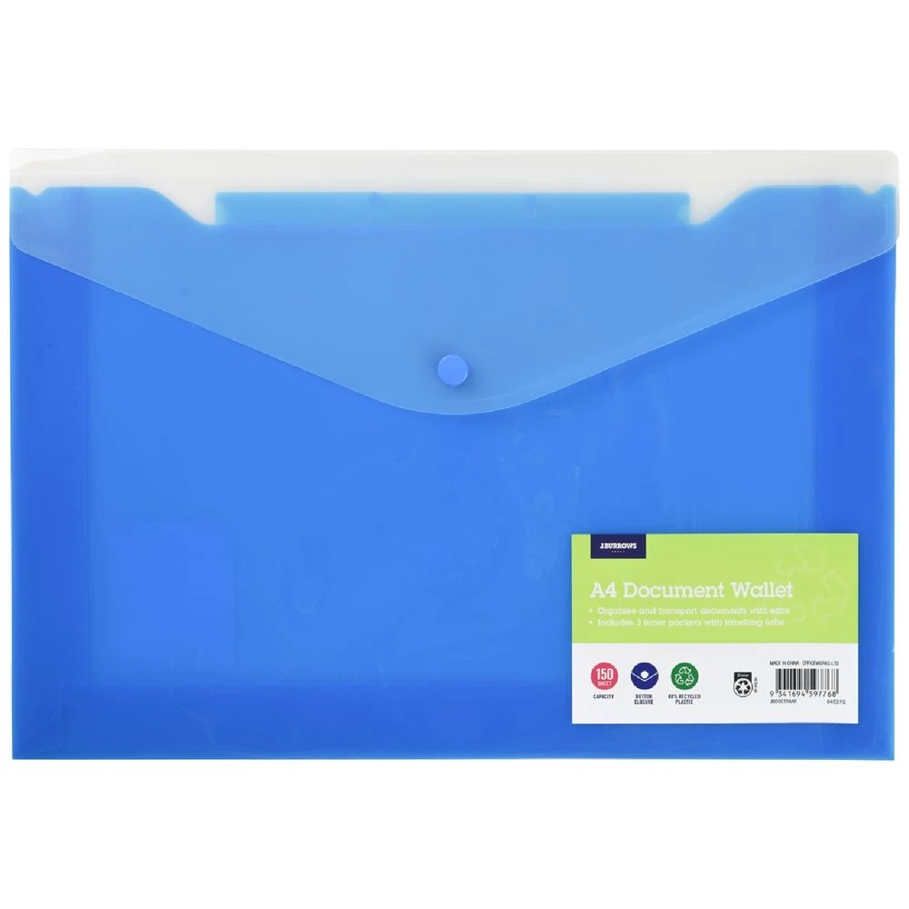 1 J.Burrows Tri Document Wallet Aqua, 1 of 3