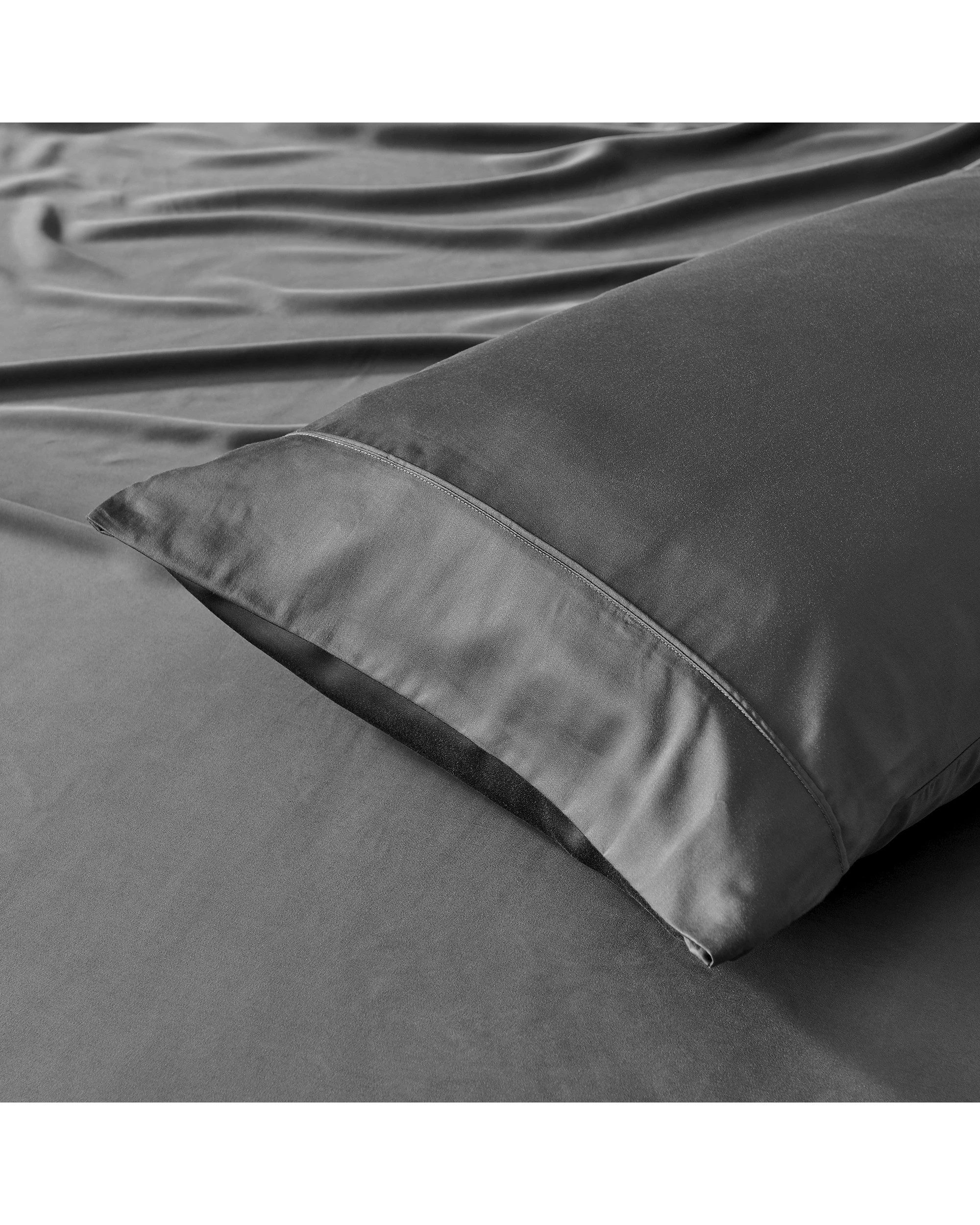 2 Natural Home 400TC 100% Bamboo Sateen Fitted Sheet Set - Super King Bed - Charcoal, 2 of 5