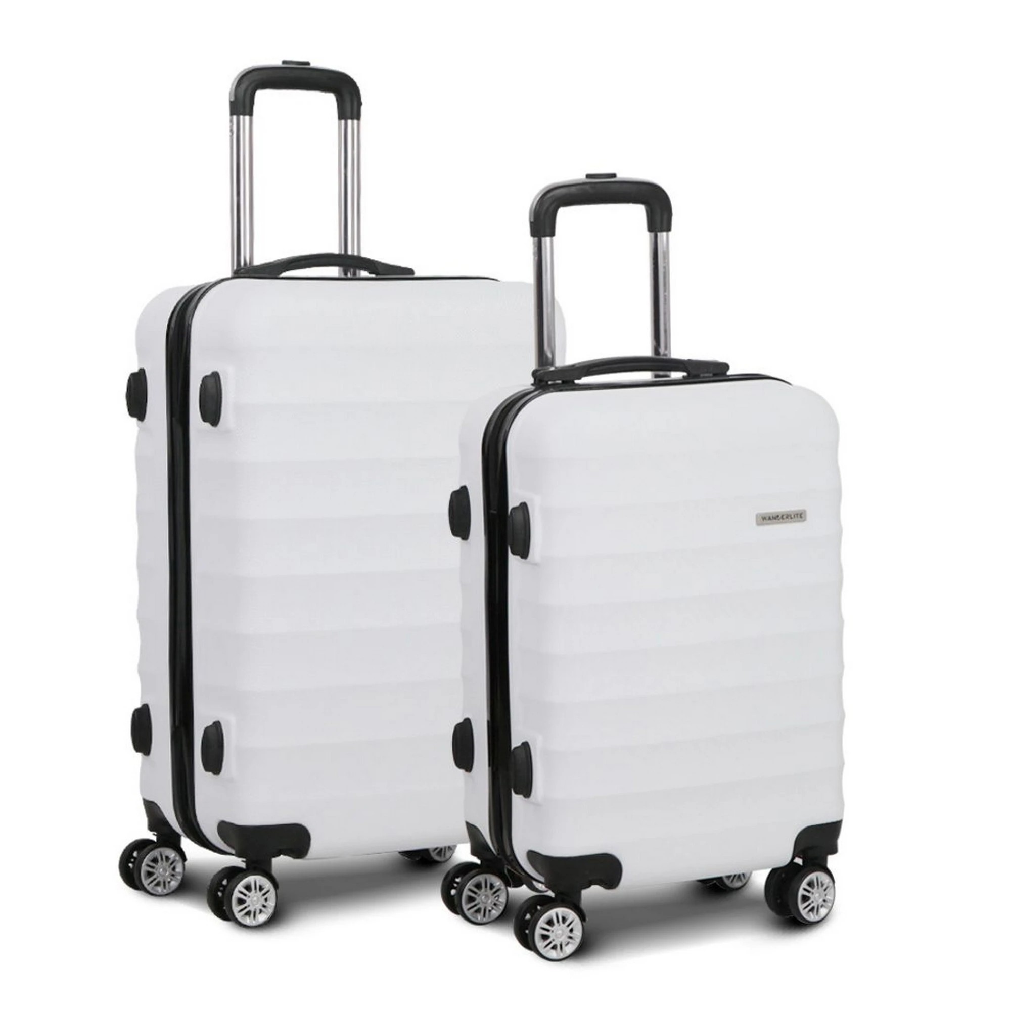 2 Wanderlite 2pcs Luggage Trolley Travel Suitcase Set TSA Hard Shell Case Strap - White, 2 of 6