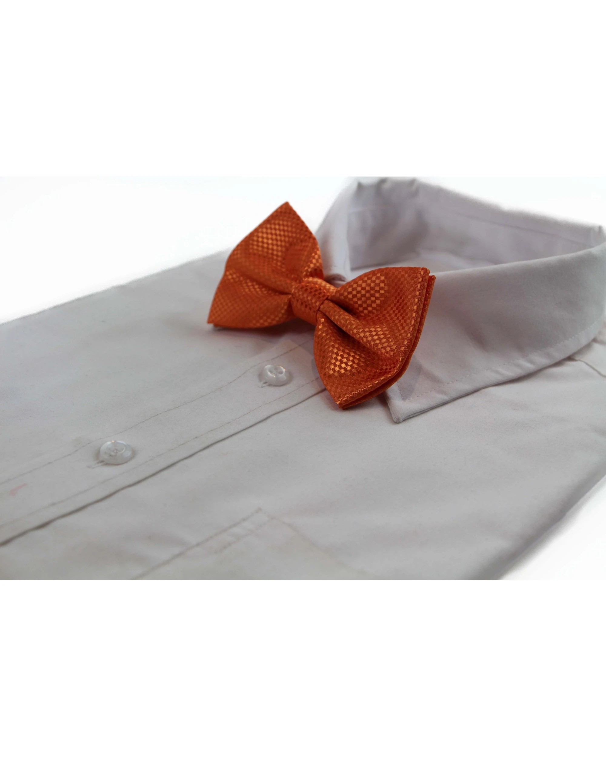 1 Zasel Mens Orange Disco Shine Checkered Patterned Bow Tie - Orange, 1 of 4