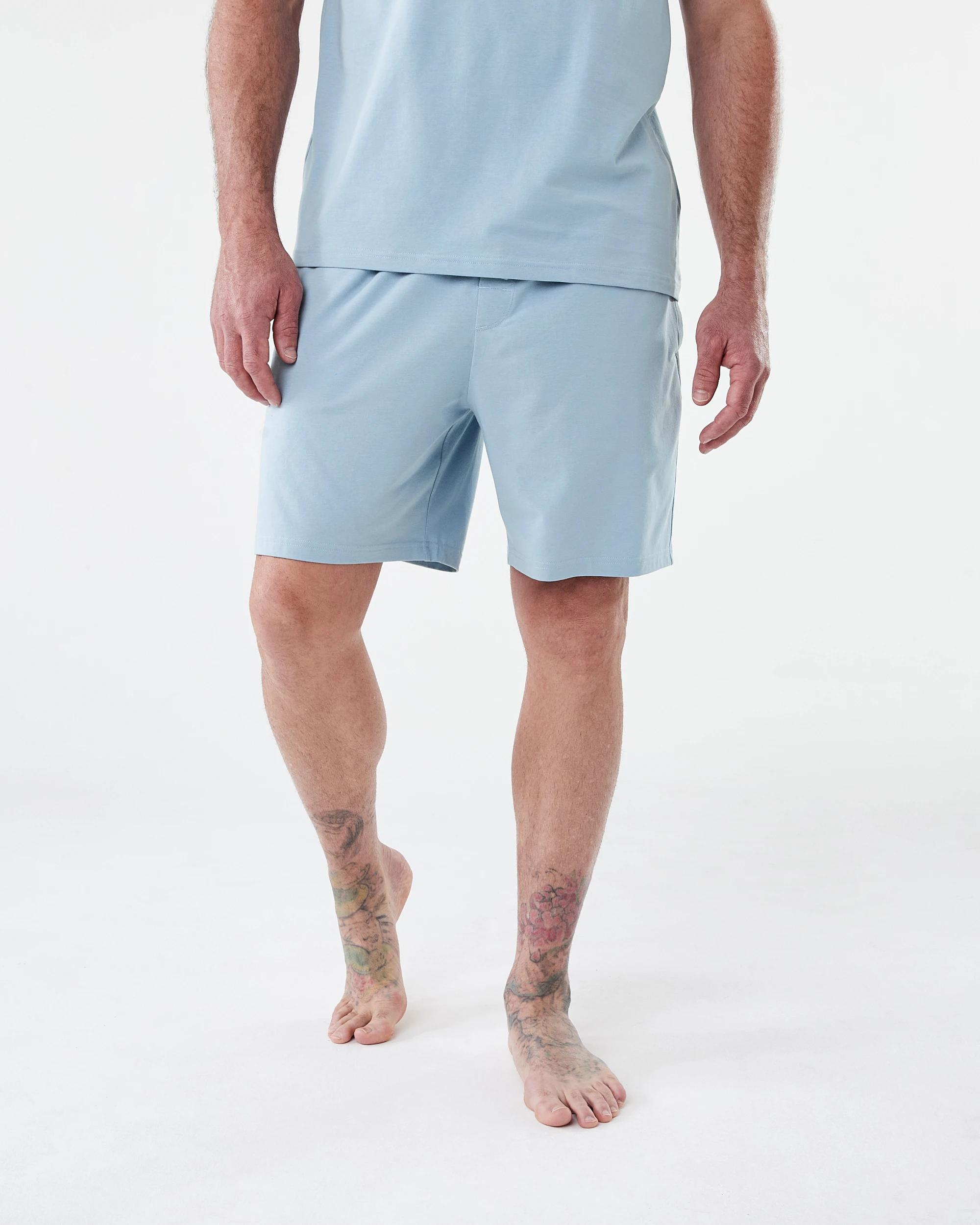 6 Cotton Elastane Sleep Shorts FOG BLUE, 6 of 7