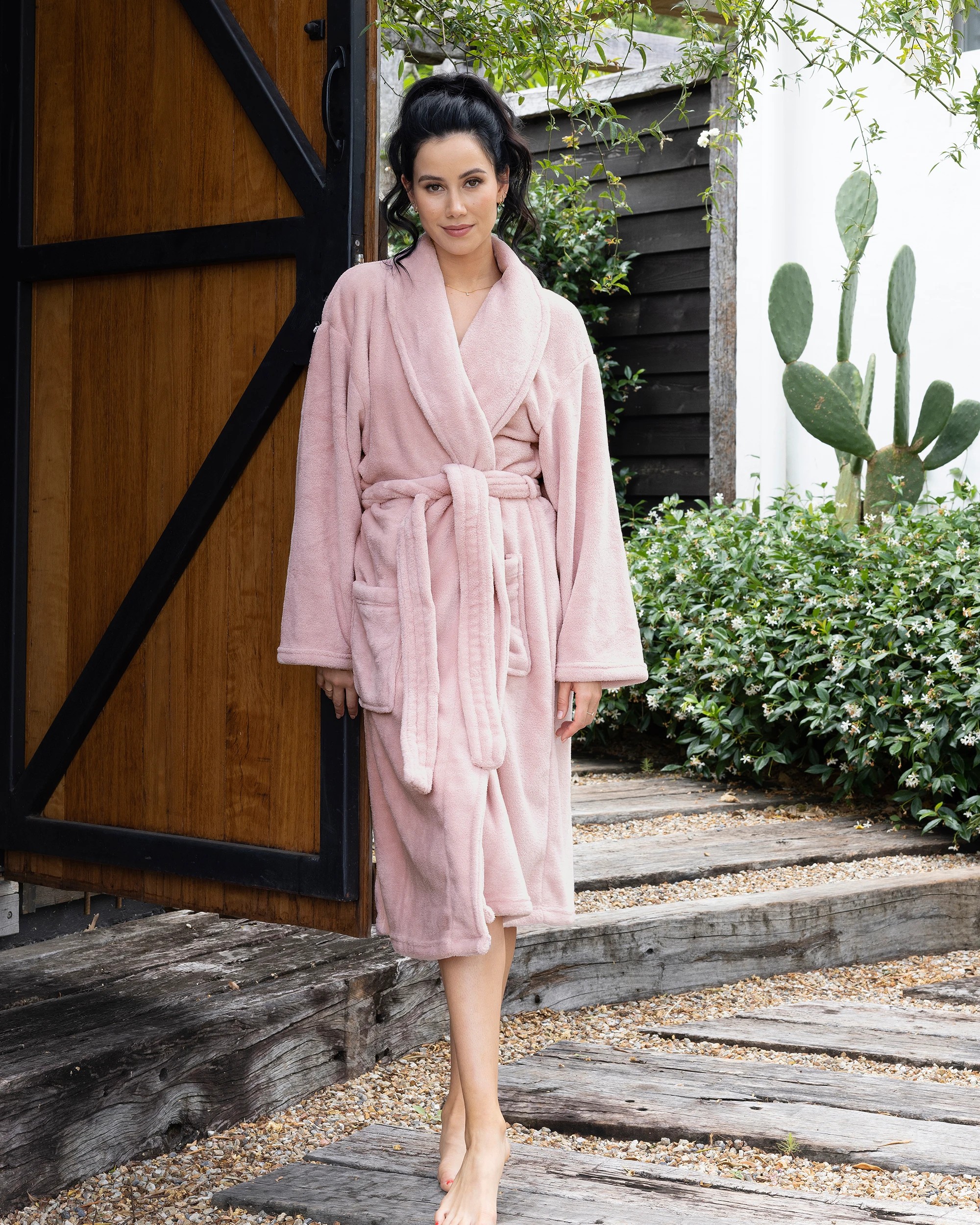 2 Bambury Soft Microplush Coral Fleece Bathrobe Dressing Gown Size Small/Medium Blush - Pink, 2 of 7