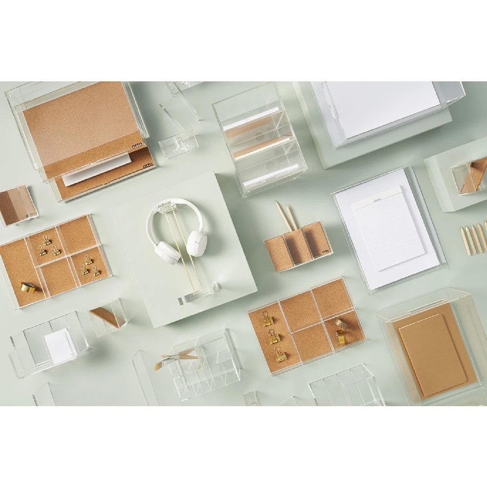 4 Otto 3 Compartment Desk Tidy Acrylic and Cork, 4 of 6