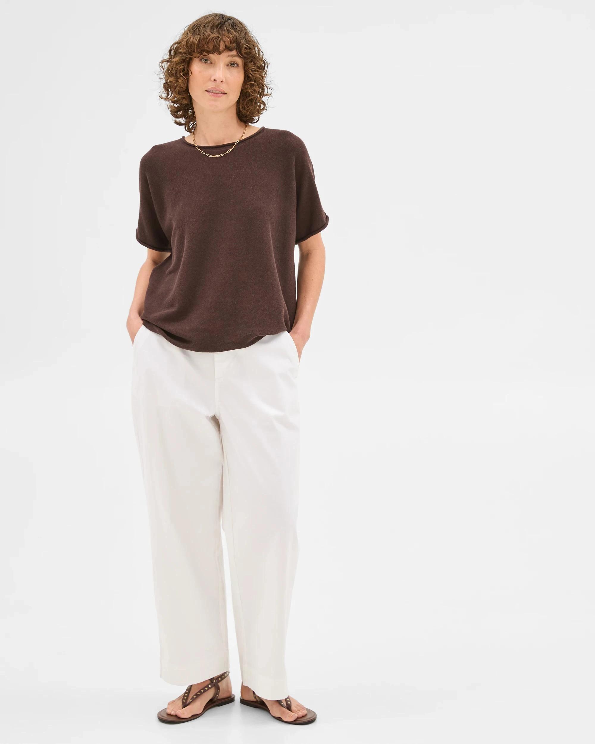 2 Target Australian Cotton Blend Rolled Knit T-Shirt BRUNETTE, 2 of 6