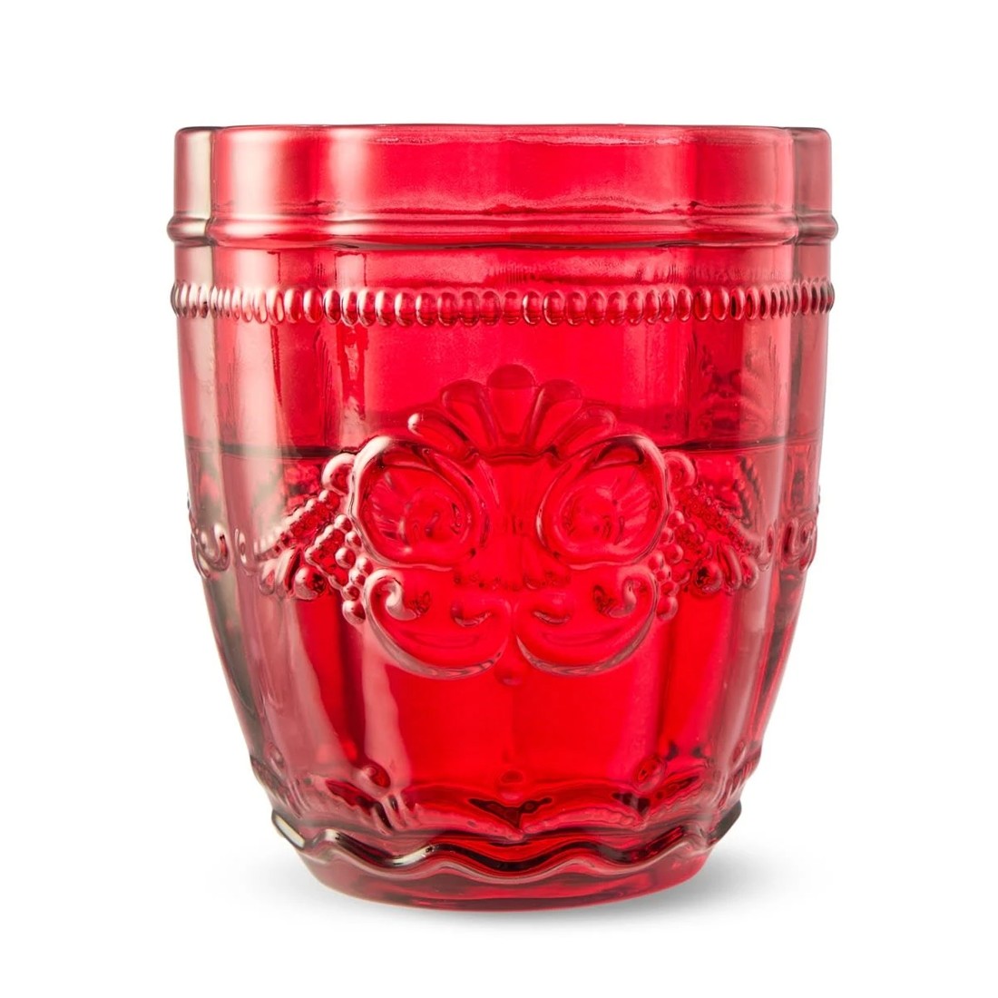 3 6 Red Ornate Tumbler Glasses, 3 of 6