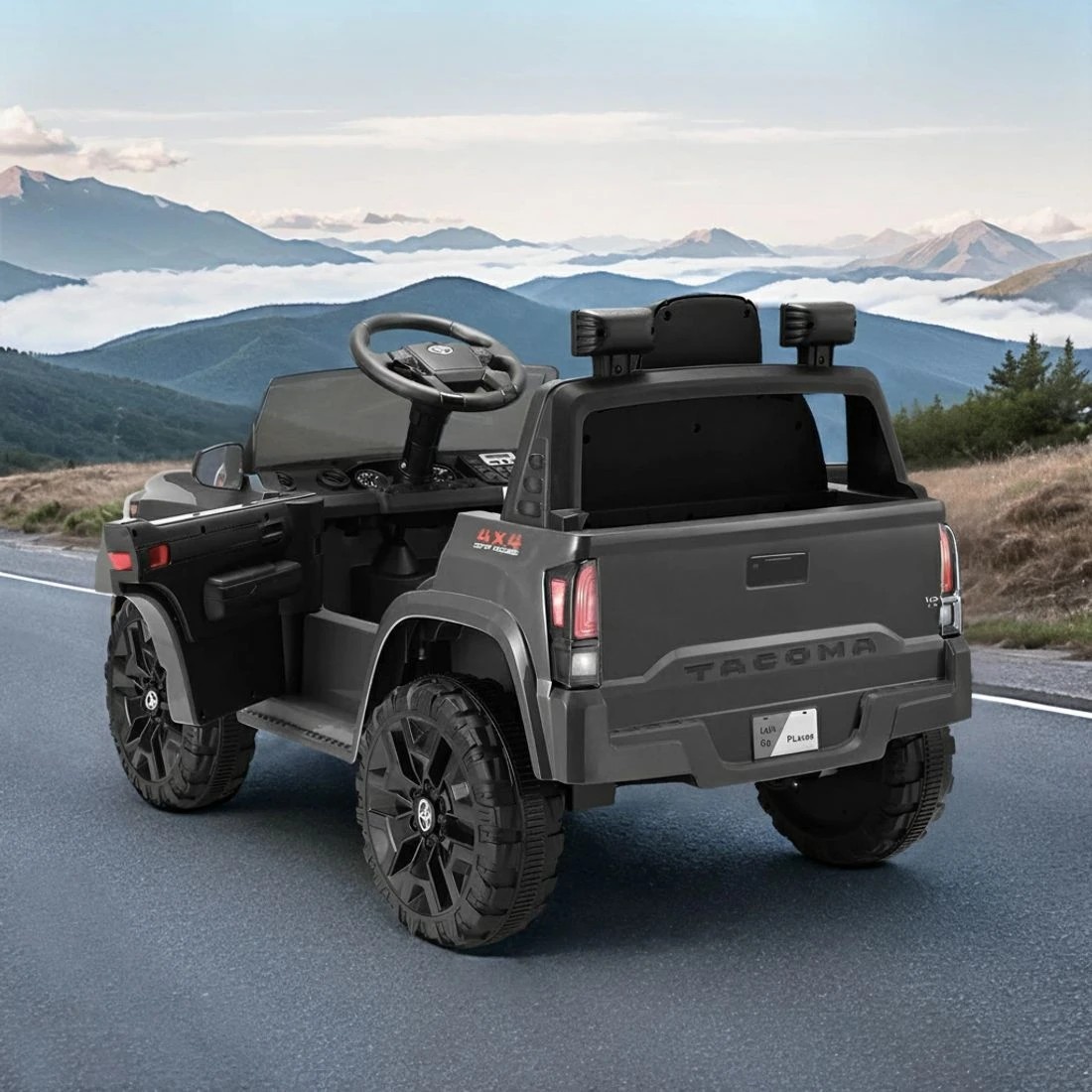 3 Kids Electric Ride On Car Toyota Tacoma Off Road Jeep Toy Cars Remote 12V - Grey, 3 of 5