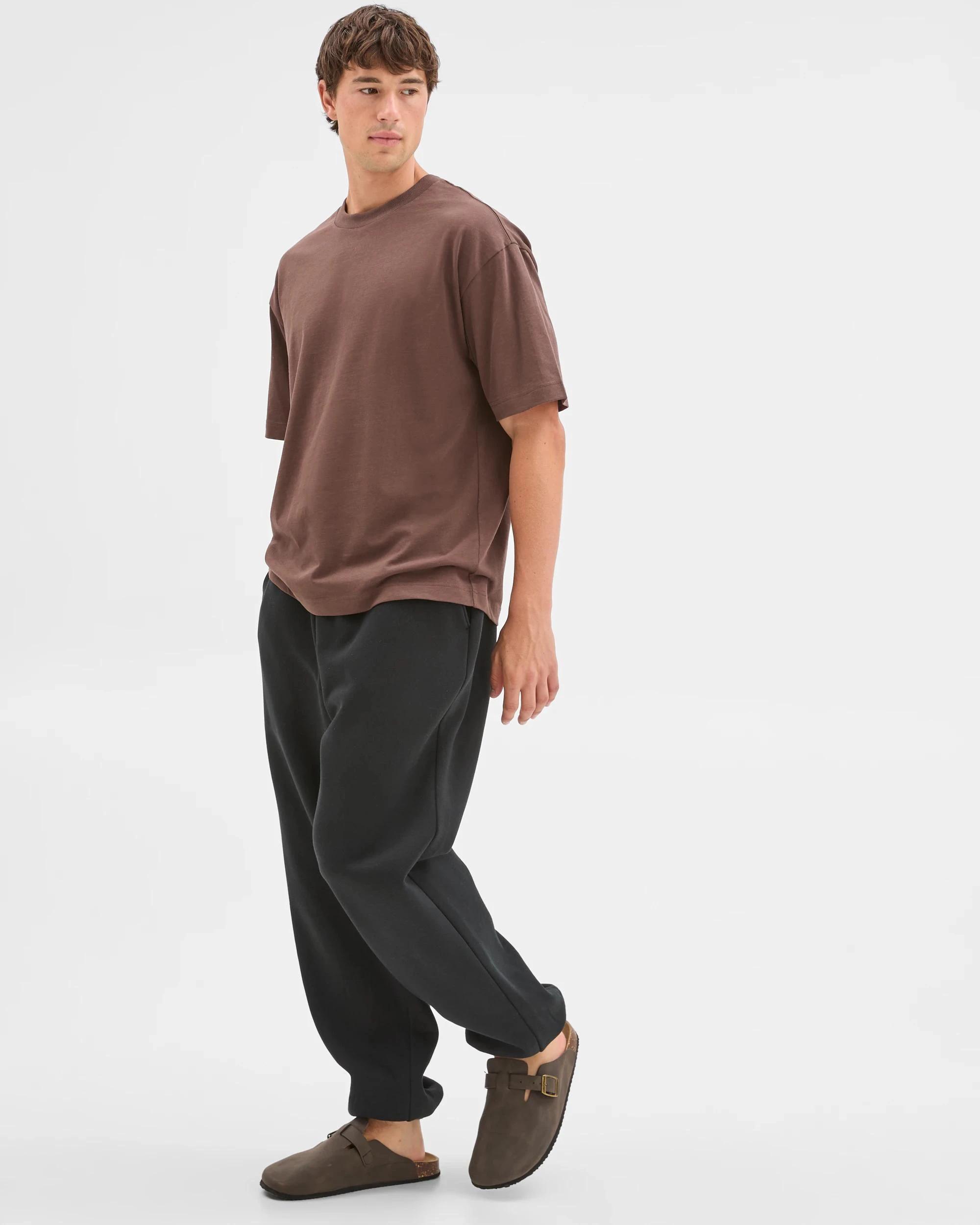 3 Commons Australian Cotton Blend Heavyweight Cuffed Trackpants BLACK, 3 of 6