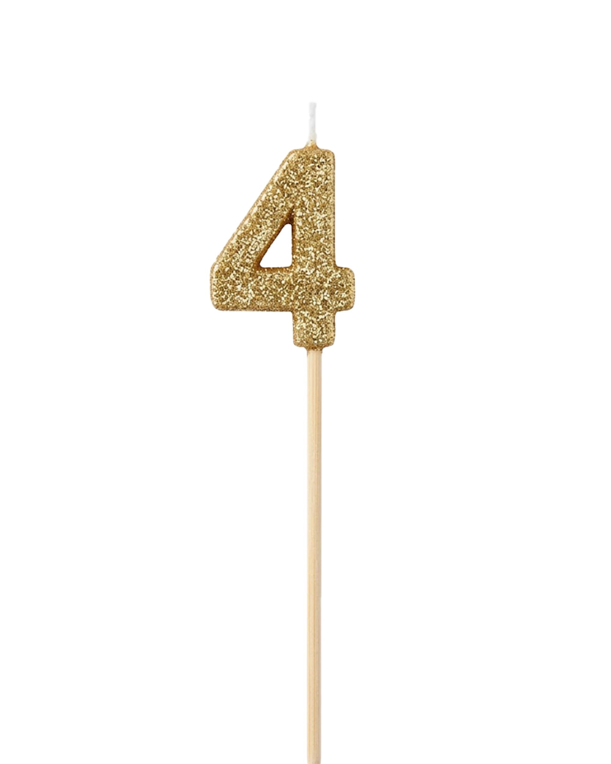 1 Alpen Candle Glitter Long Stick Number 4 Birthday Cake Decoration - Gold, 1 of 2