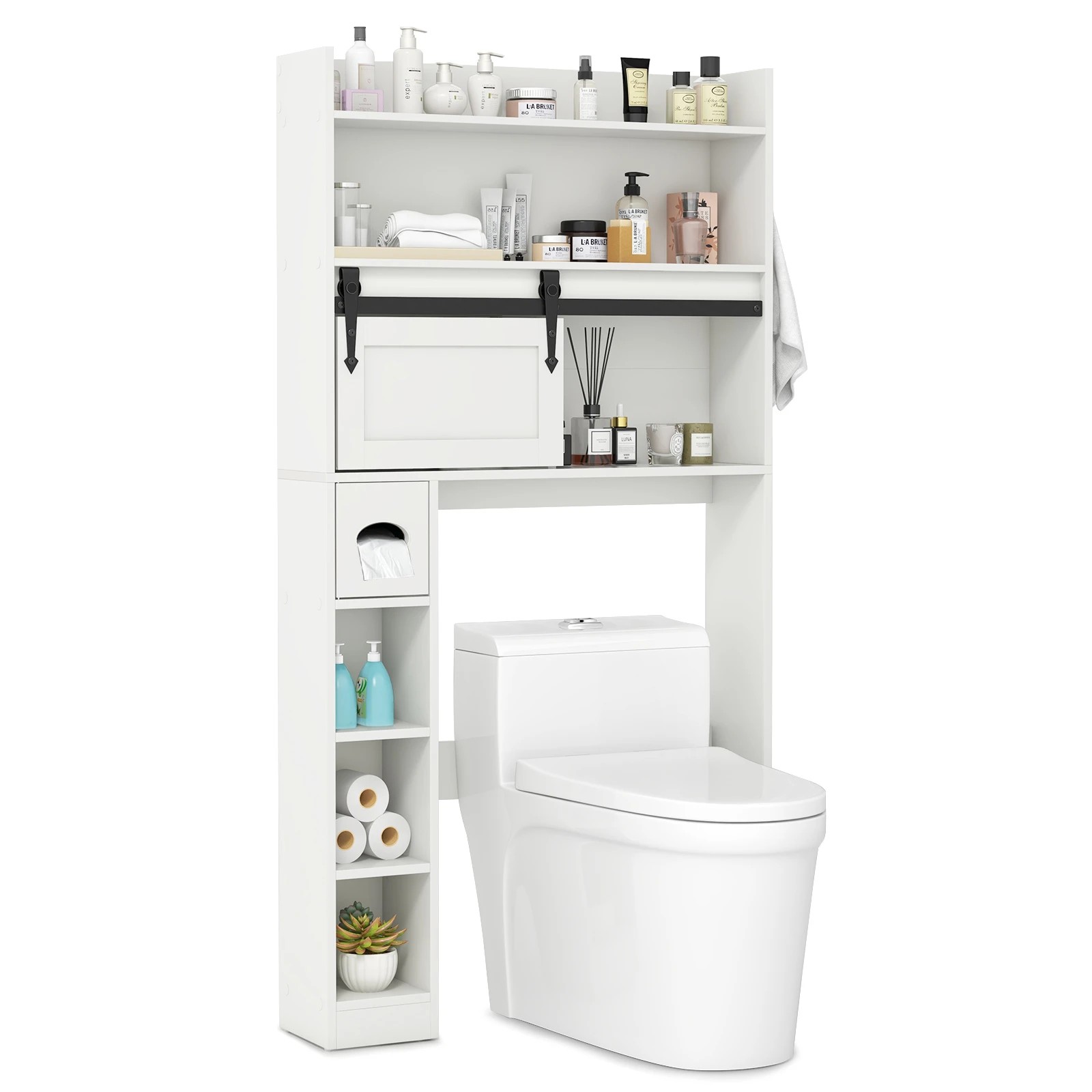 5 Costway Over the Toilet Bathroom Storage Cabinet Space-Saving Cupboard, 5 of 5