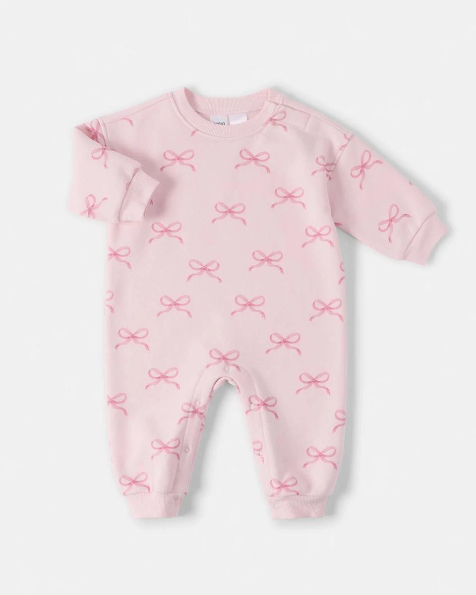 1 Australian Cotton Fleece Coverall Pink Bows, 1 of 4