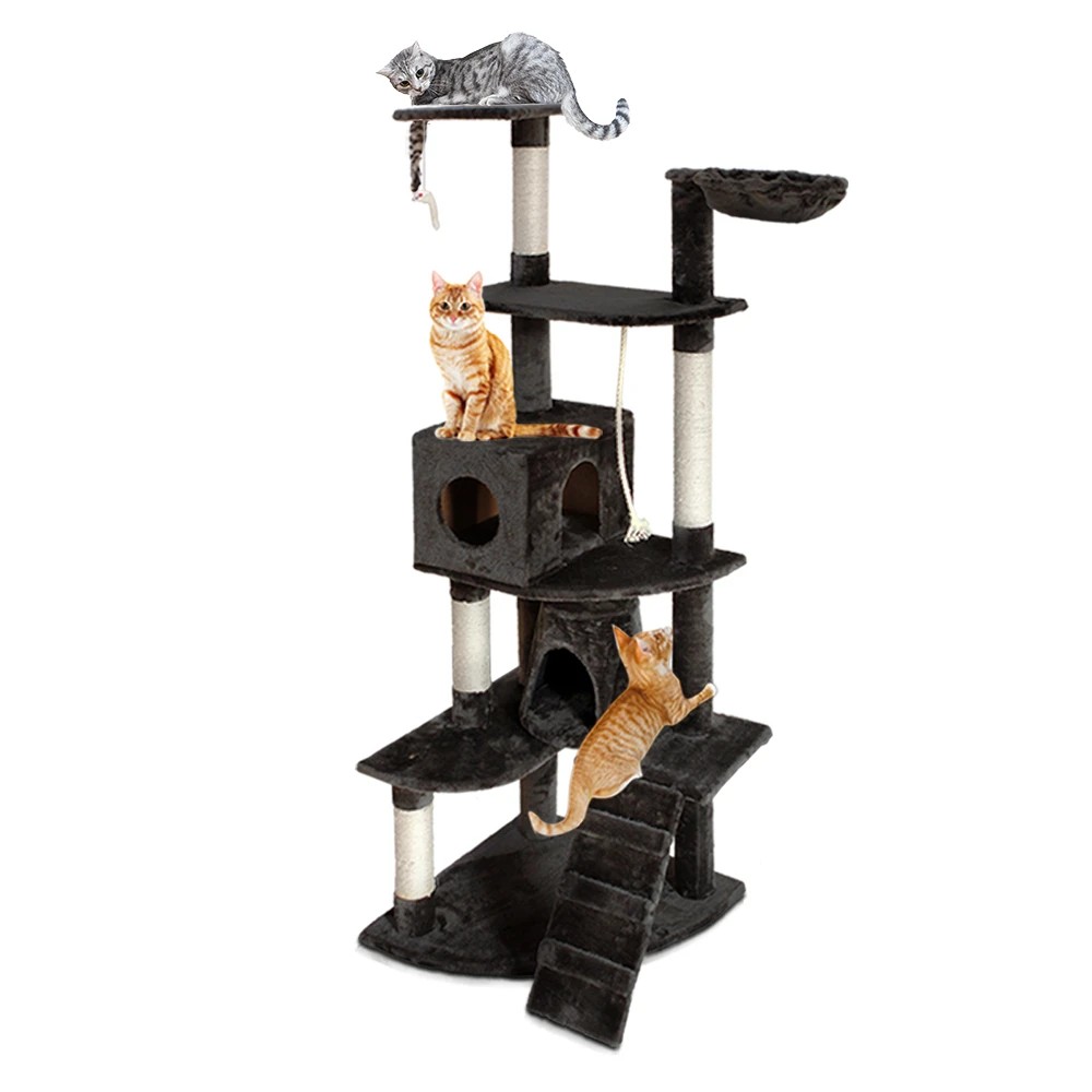 1 i.Pet Cat Tree 193cm Tower Scratching Post Scratcher Condo House Trees - Grey, 1 of 6
