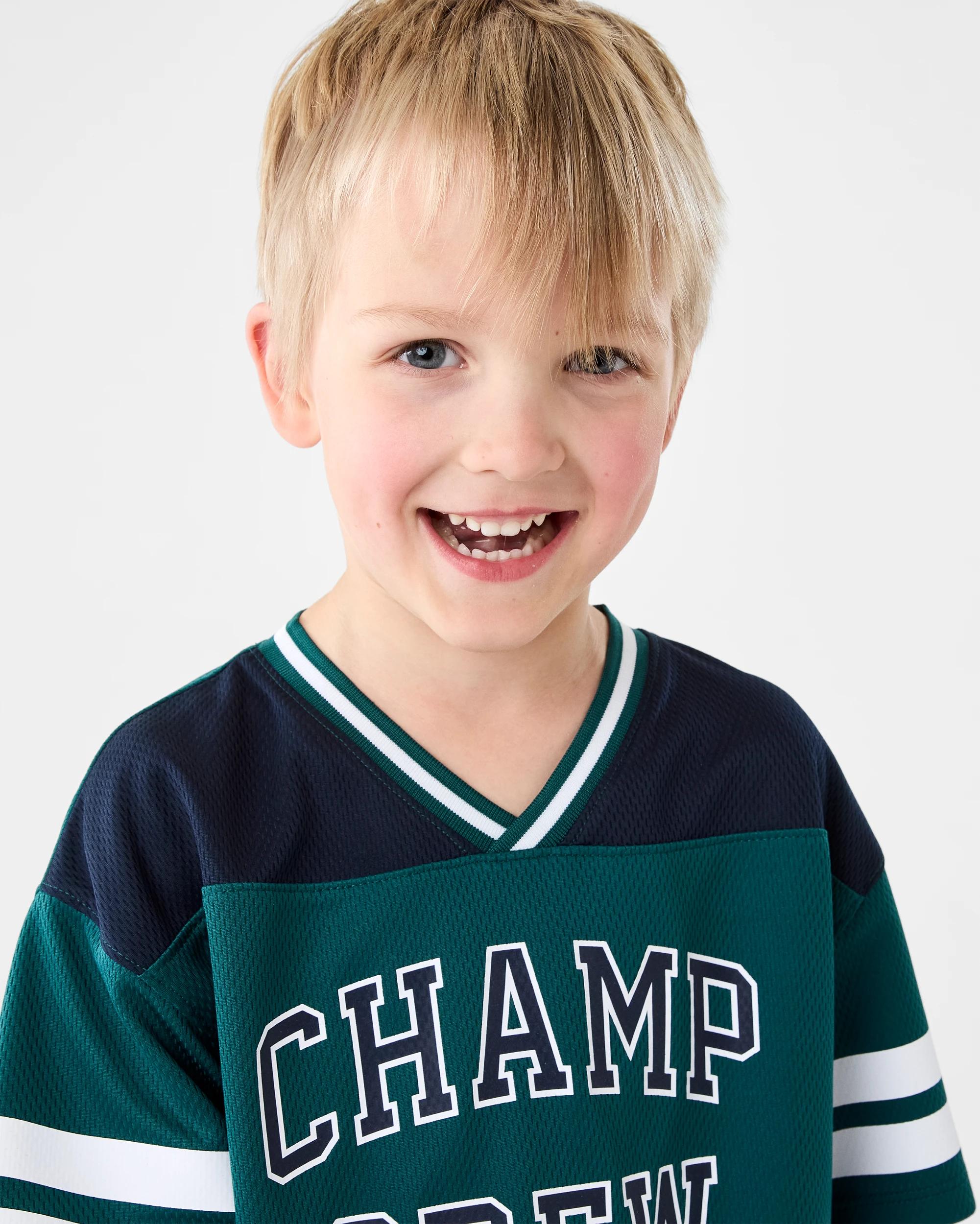 3 Oversized Sport Jersey Top Grn Varsit, 3 of 6