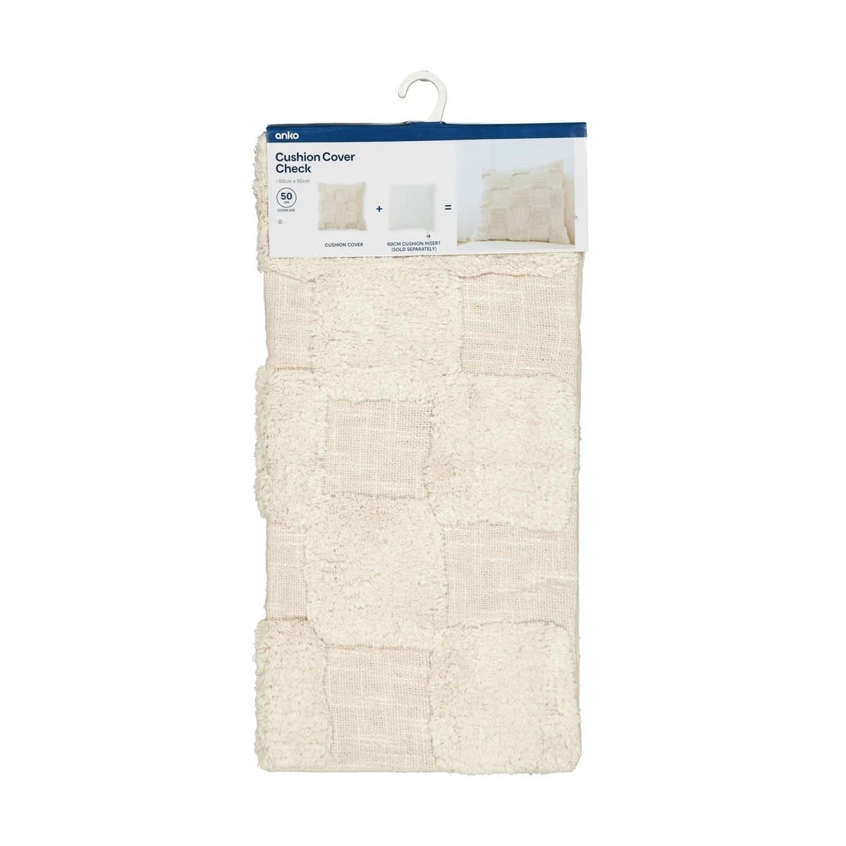 8 50cm Check Cotton Cushion Cover - Beige, 8 of 9