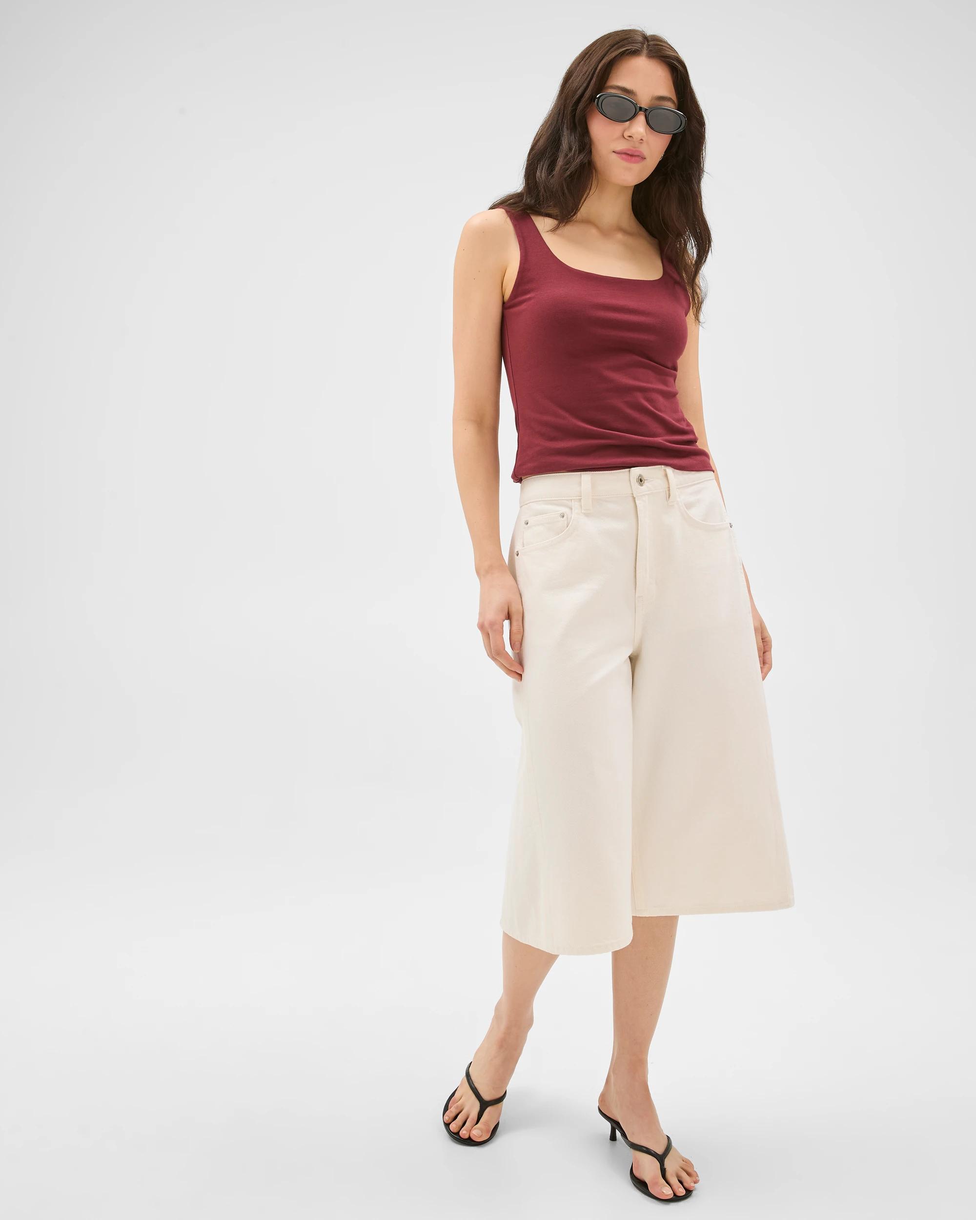 3 Lily Loves Longline Denim Bermuda Shorts ECRU, 3 of 7