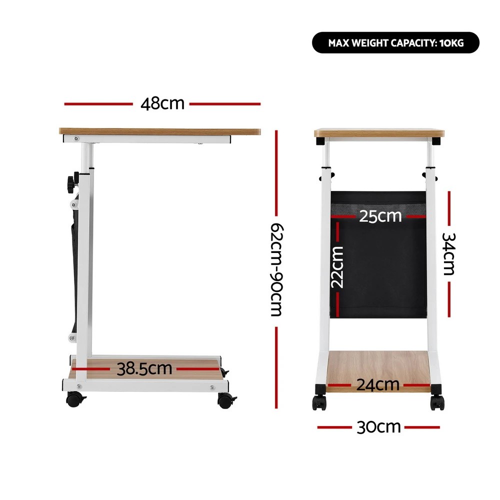 2 Artiss Laptop Desk Height Adjustable Mobile Workstation Computer Desks 48CM Oak - Multi, 2 of 7