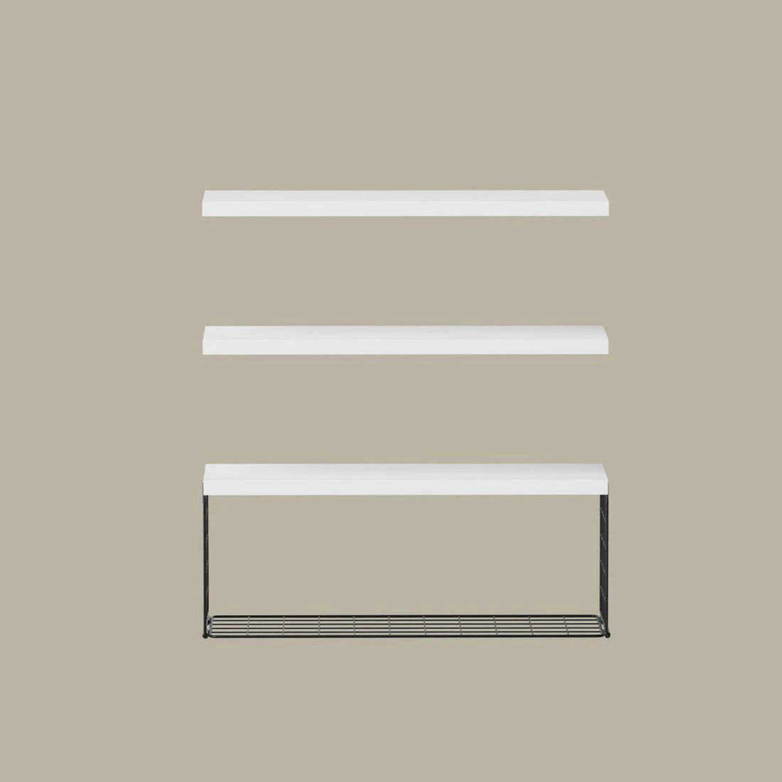 3 Artiss Floating Wall Shelf Set of 3 - White, 3 of 6