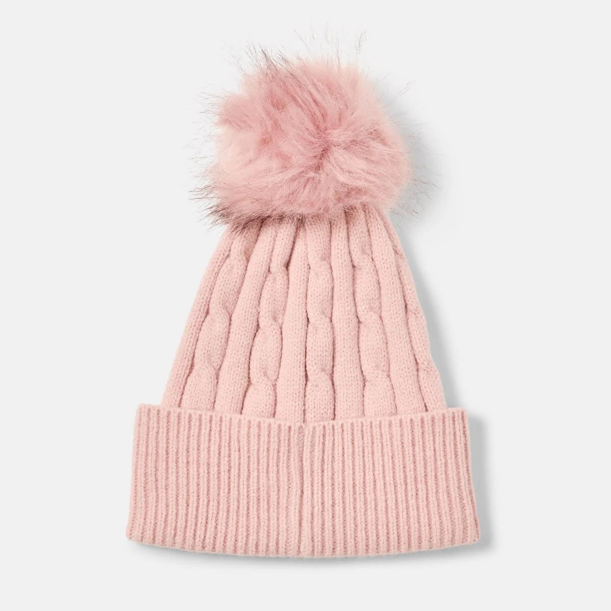 2 Cable Pom Pom Beanie Rose Pink, 2 of 4