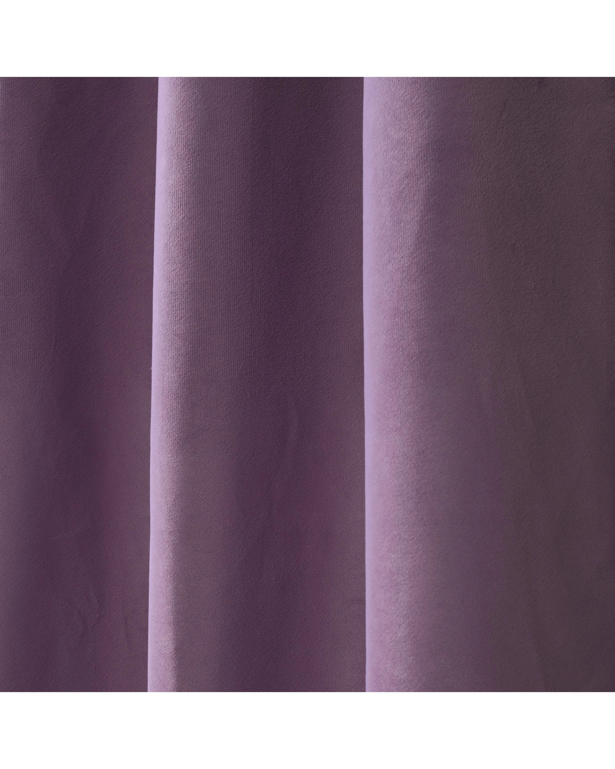 3 Cadence & Co. Byron Matte Velvet 100% Blockout Eyelet Curtain Twin Pack 225x223cm - Lilac, 3 of 5