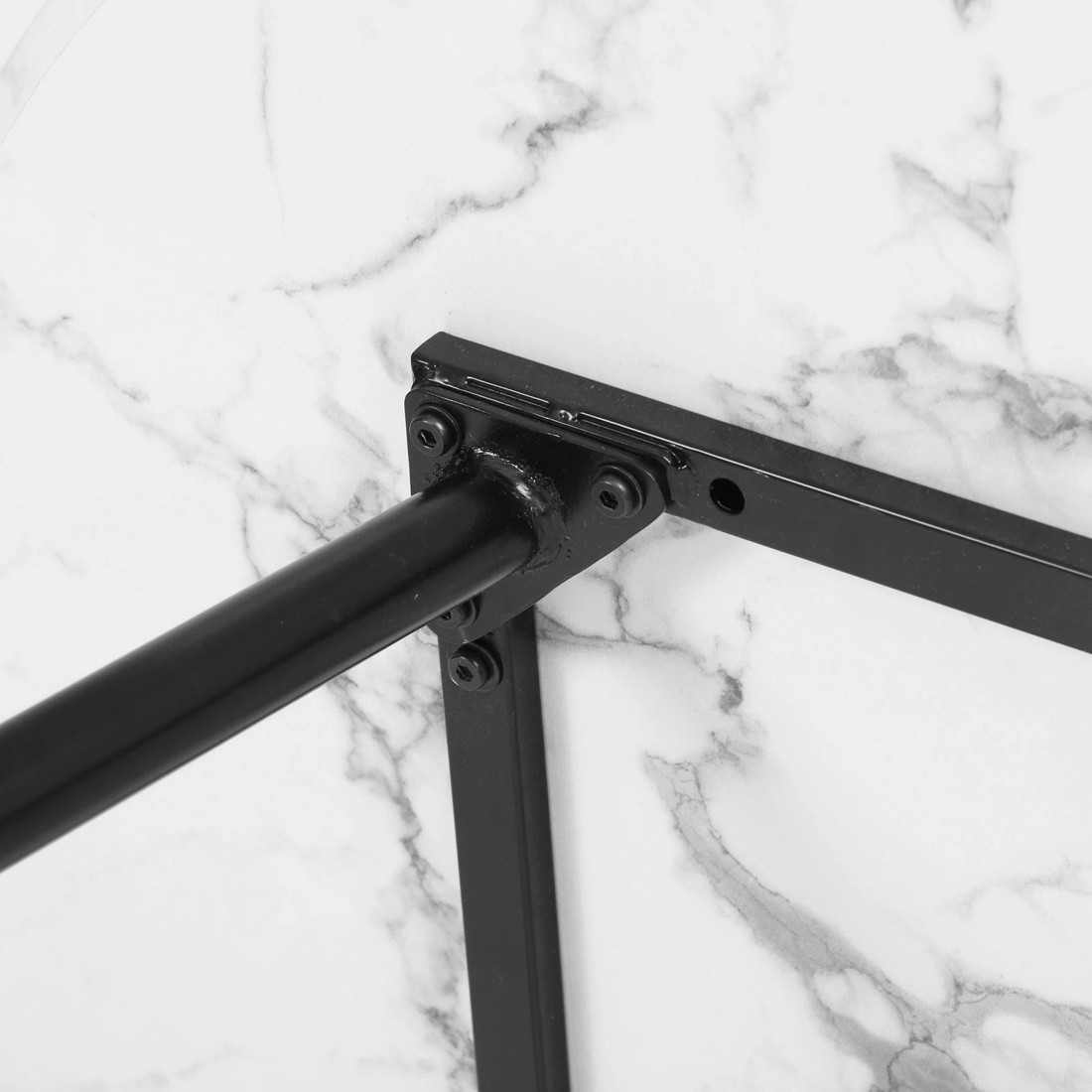 5 Oikiture 110cm Dining Table Round Wooden Table With Marble Effect Metal Legs
 - Multi, 5 of 8