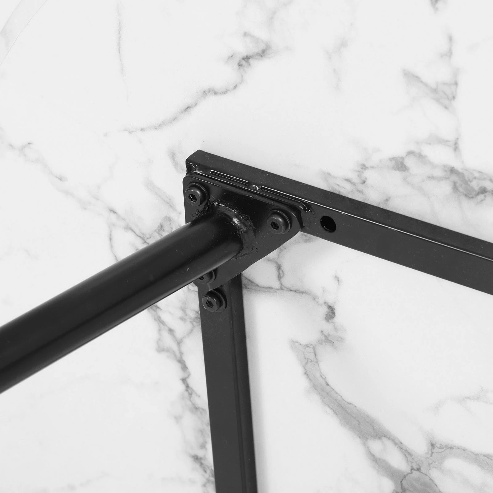 5 Oikiture 110cm Dining Table Round Wooden Table With Marble Effect Metal Legs
 - Multi, 5 of 8