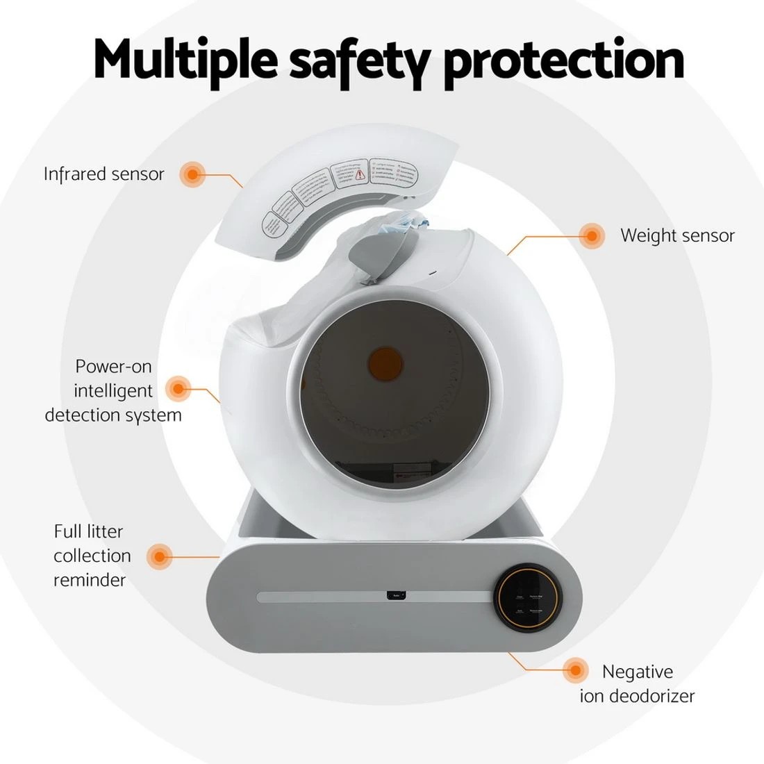 6 i.Pet Automatic Cat Litter Box Self-Cleaning Large Smart Toilet Tray App Control 9L - White, 6 of 6