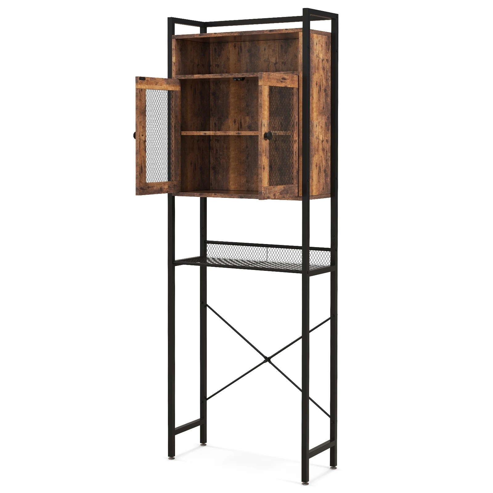 1 Costway 5-Tier Bathroom Cabinet X-shaped Toilet Storage Organise w/Adjustable Shelf, 1 of 3