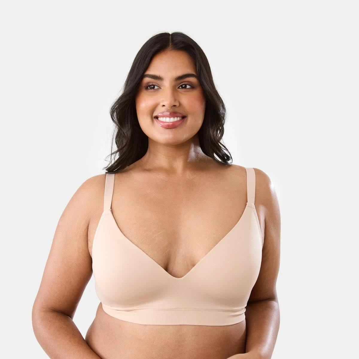 4 2 Pack Full Figure Wirefree Seamfree T-Shirt Bra SOFT SAND BEIGE, BLACK, 4 of 8