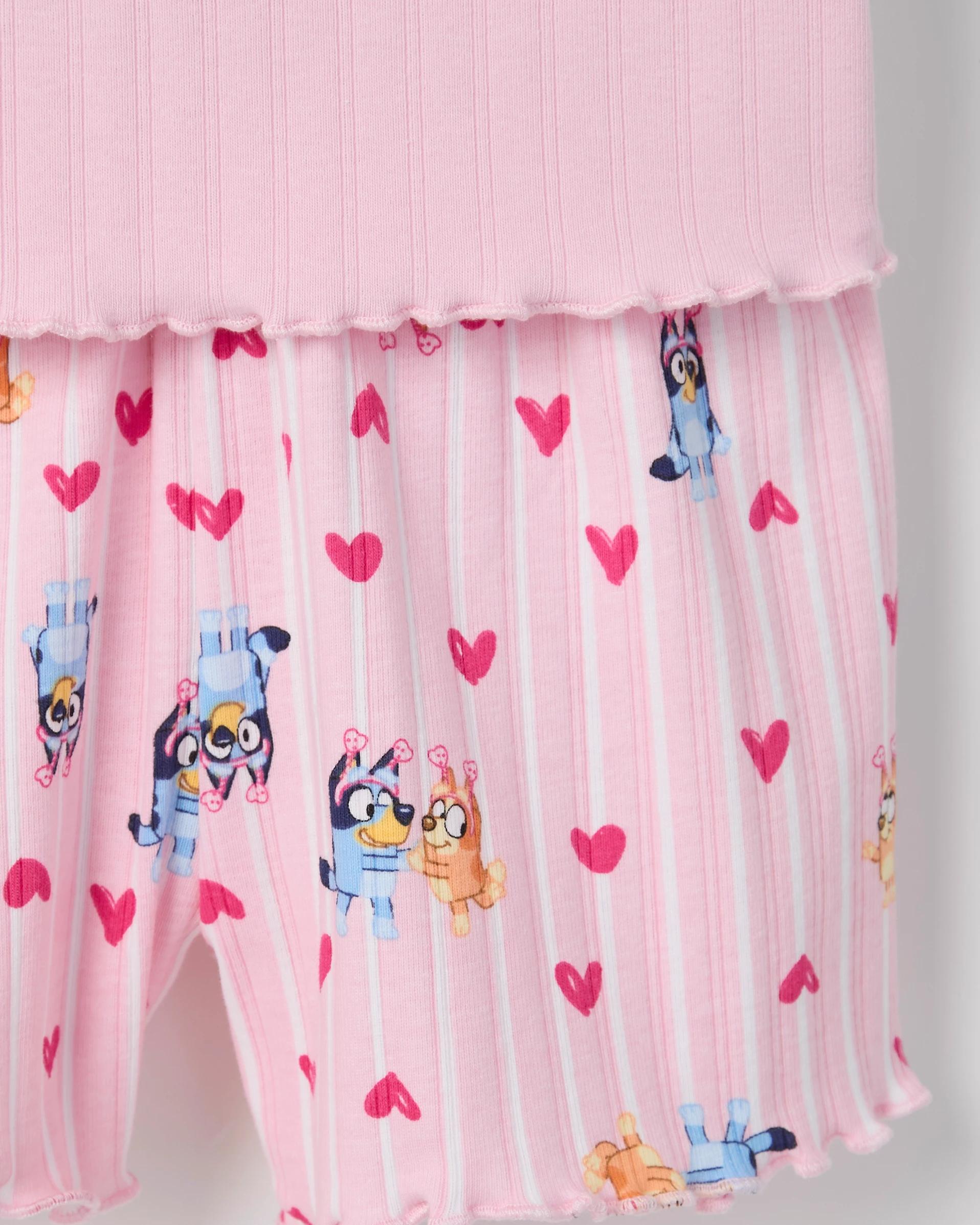 2 Bluey Australian Cotton Younger Girls Elevated Knit Pyjama Set PINK BLUEY, 2 of 4
