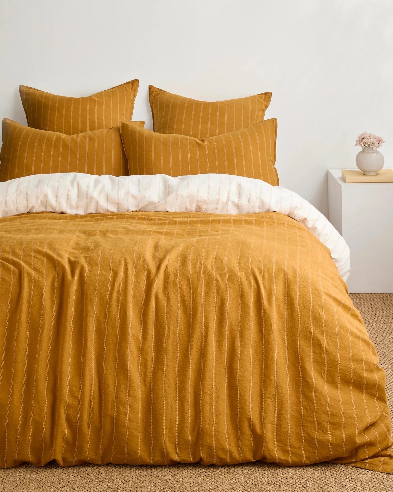 1 Target Adelle Stripe Linen/Cotton Quilt Cover Set - Queen Bed - Yellow, 1 of 8