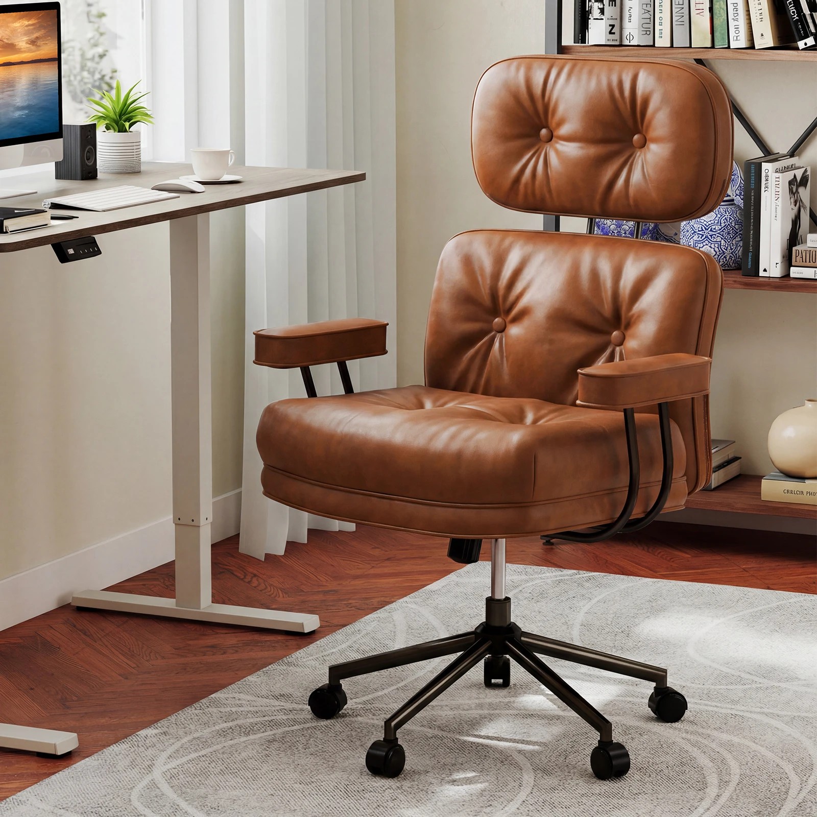 3 Costway Ergonomic Home Office Chair Modern Computer Desk Chair Adjustable High Back Armchair, 3 of 4