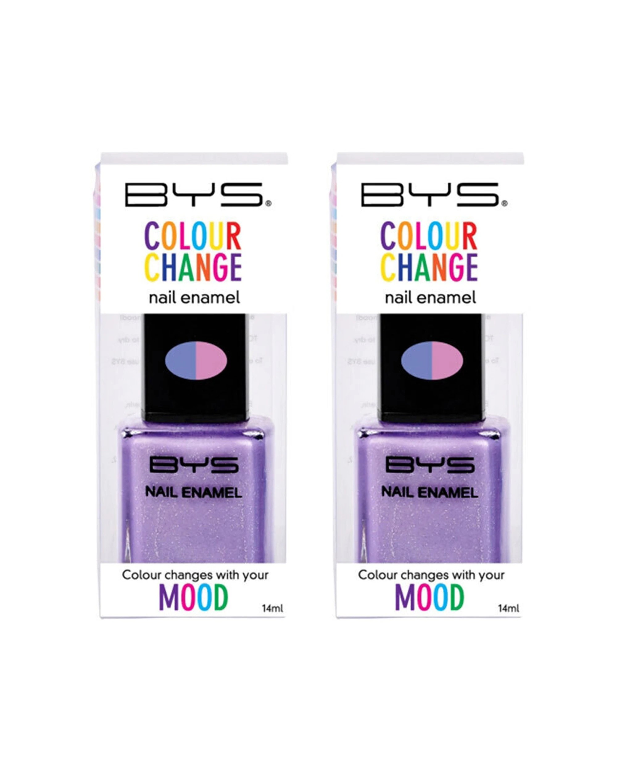 1 BYS 2PK BYS Colour Change Glitter Nail Polish Long Wearing Chip Resistant - Multi, 1 of 1