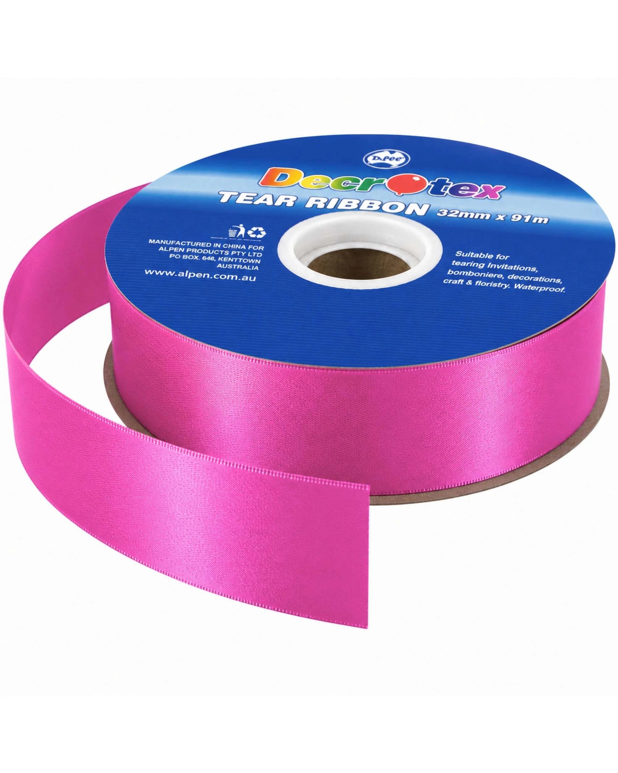 Decrotex Waterproof Hot Tear Ribbon Roll 32mm x 91m - Pink - Kmart