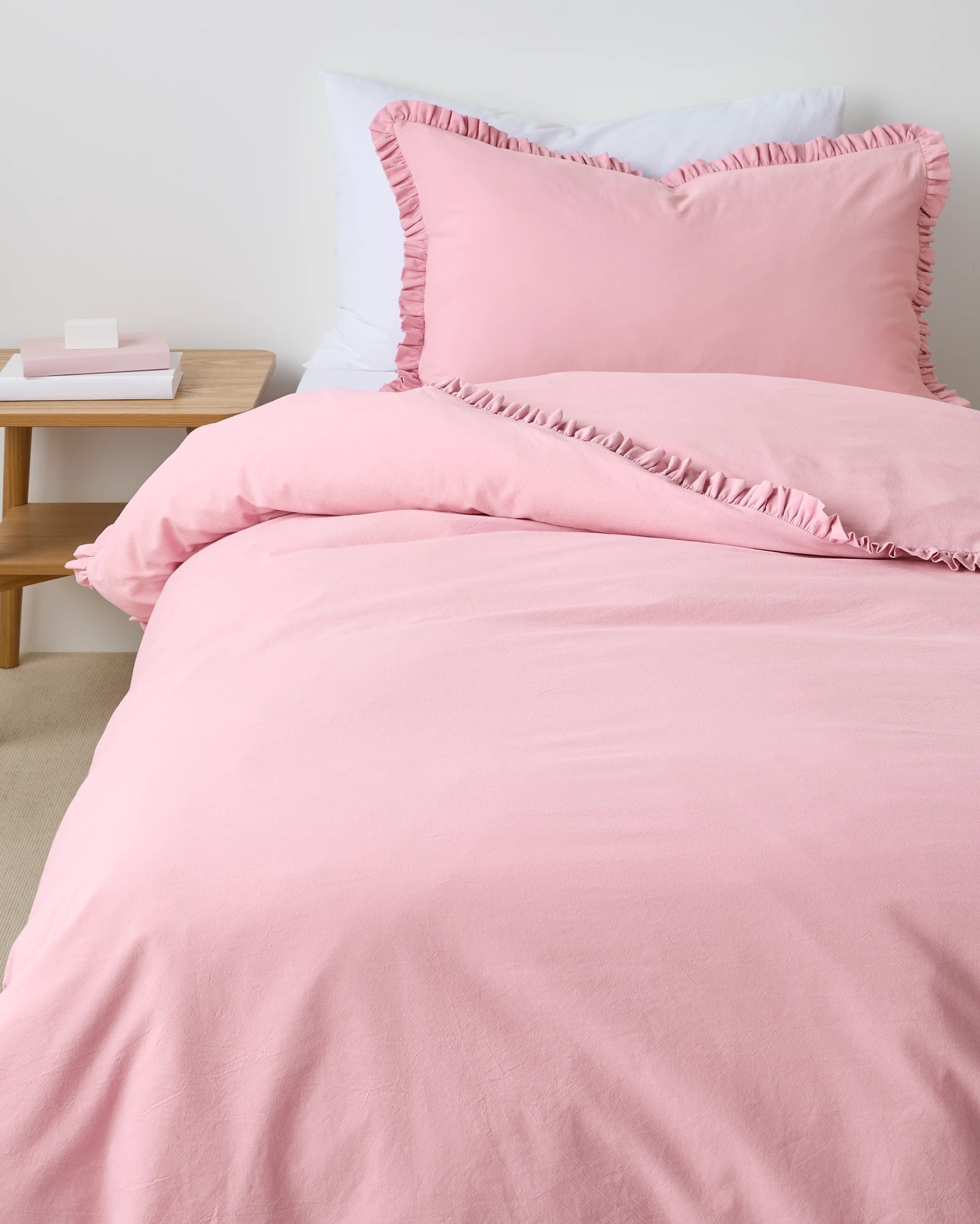 1 Arlo Kids Stonewash Ruffle Quilt Cover Set
 - Queen Bed
 - Pink, 1 of 3