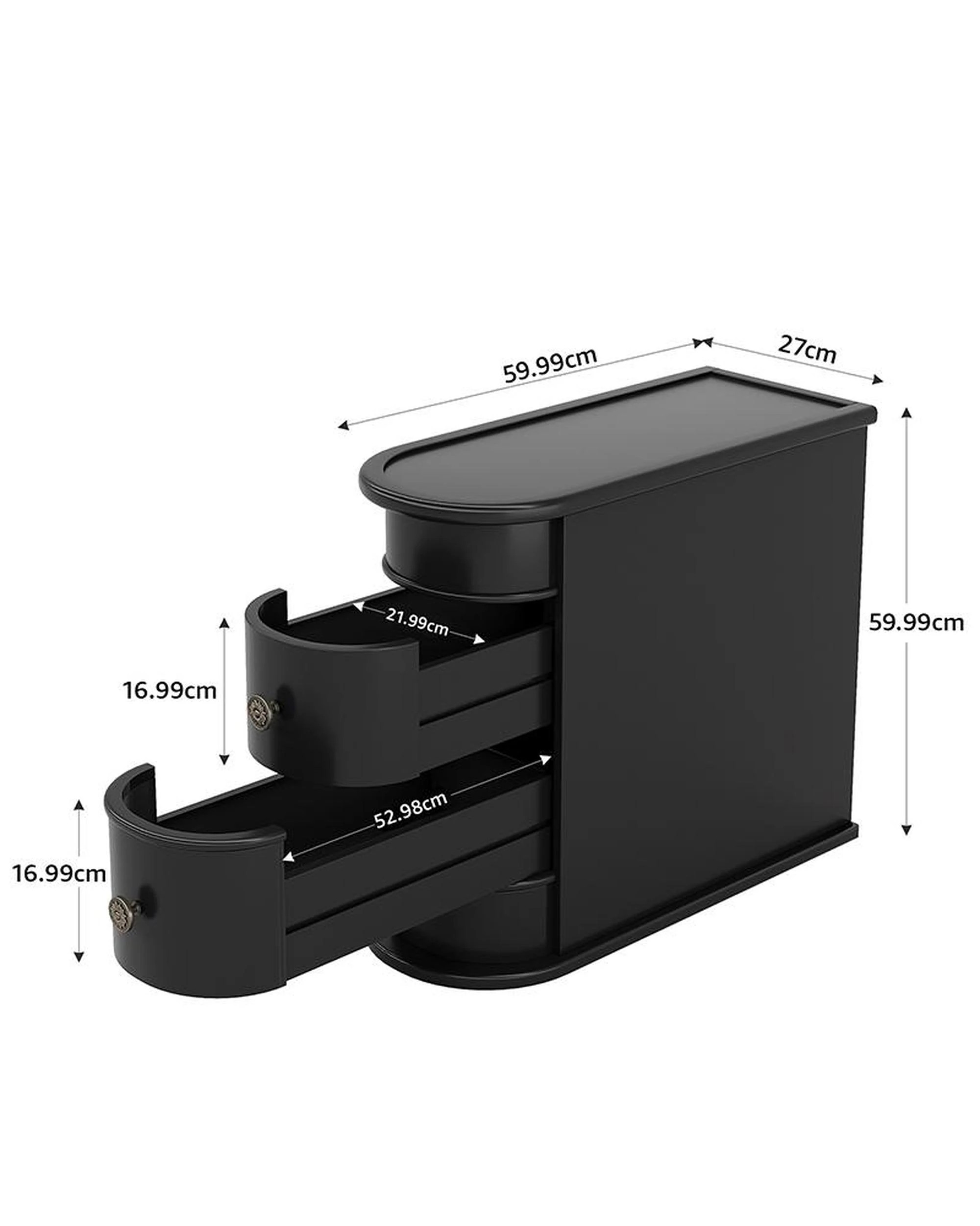 5 OAKORY 60cm End Table with 2 Drawers, Fully Assembled Narrow Side Table Black - Black, 5 of 6