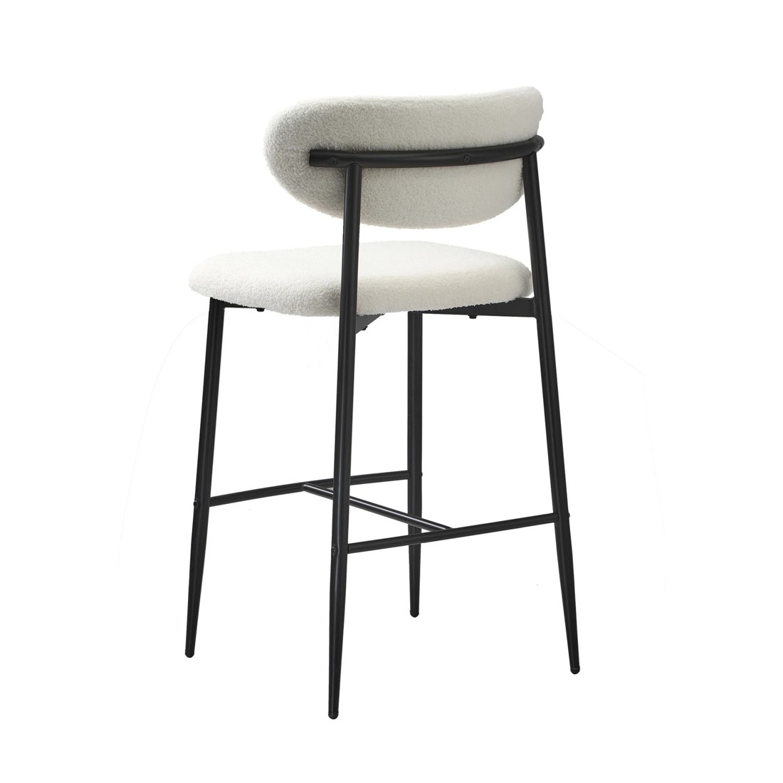 8 Oikiture 2x Bar Stools Kitchen Stool Counter Chair Boucle Fabric
 - Black, 8 of 10
