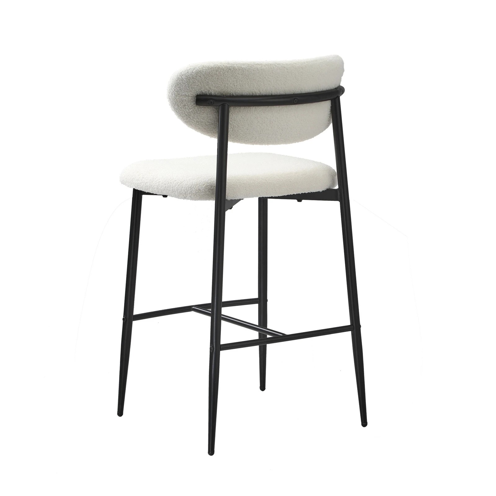 8 Oikiture 2x Bar Stools Kitchen Stool Counter Chair Boucle Fabric
 - Black, 8 of 10
