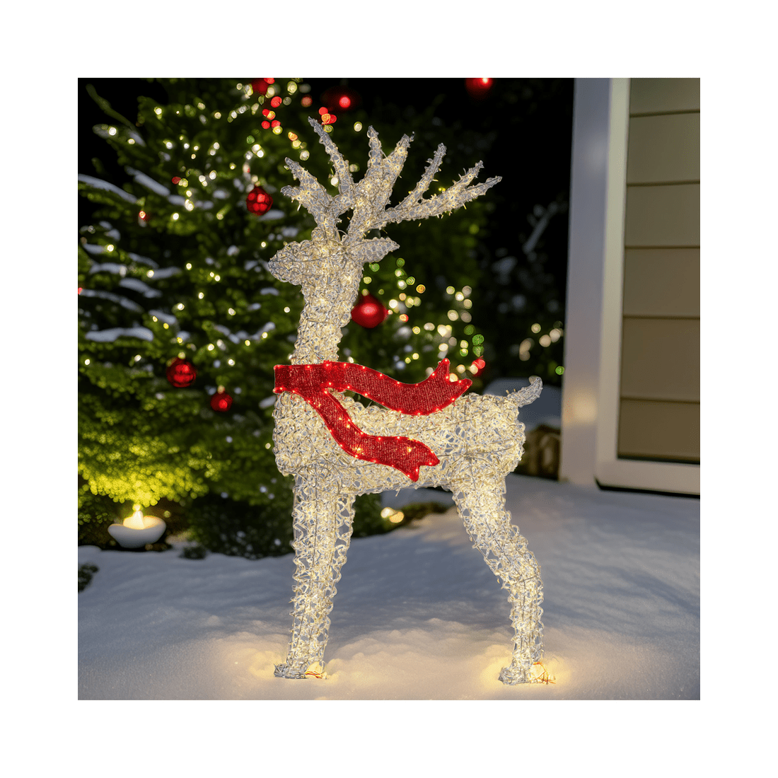 7 Christabelle Large 1.5m Christmas Reindeer Outdoor Indoor Display Decoration Lawn Statue Led Lights Red Bow, 7 of 7