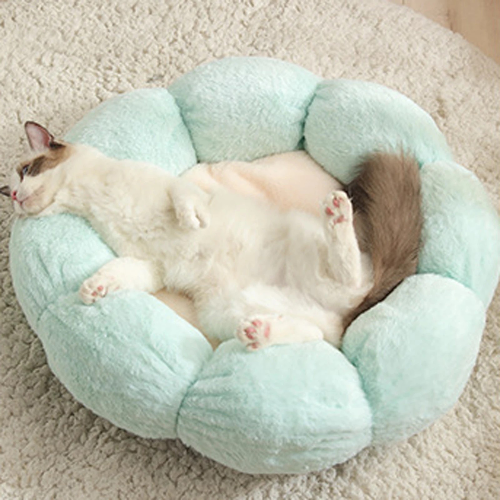 2 Todo Pet Nesting Bed 55cm Diameter Soft Warm Dog Cat Sleeping Bed - Light Blue, 2 of 4