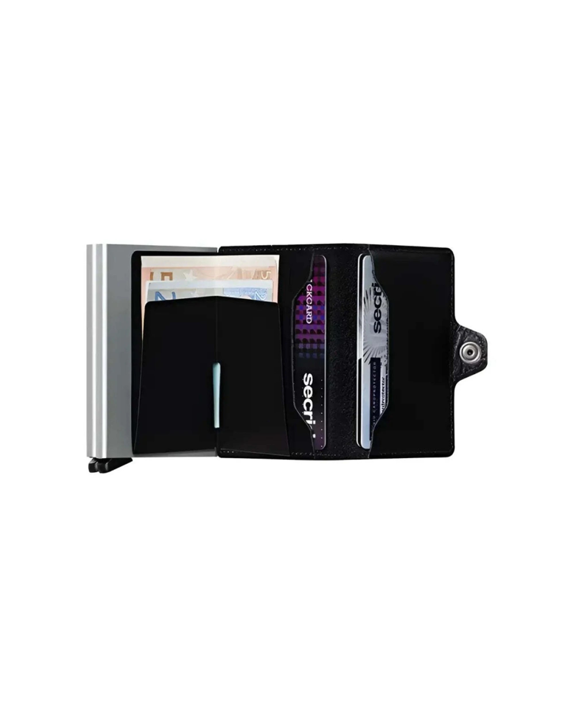 3 Secrid Twinwallet Compact RFID Aluminium Leather Clip Closure Wallet - Black, 3 of 3