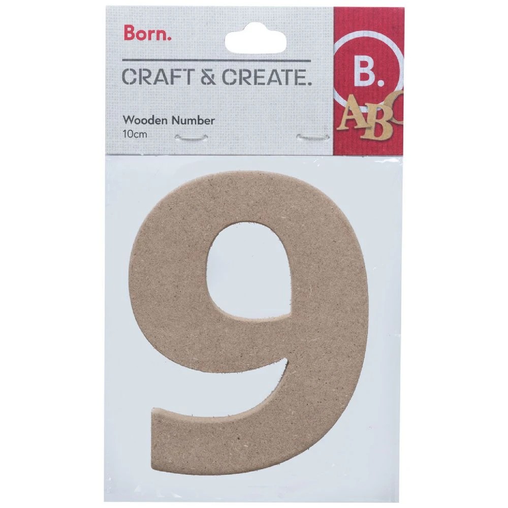 1 Born Wooden Number 9 10cm, 1 of 3