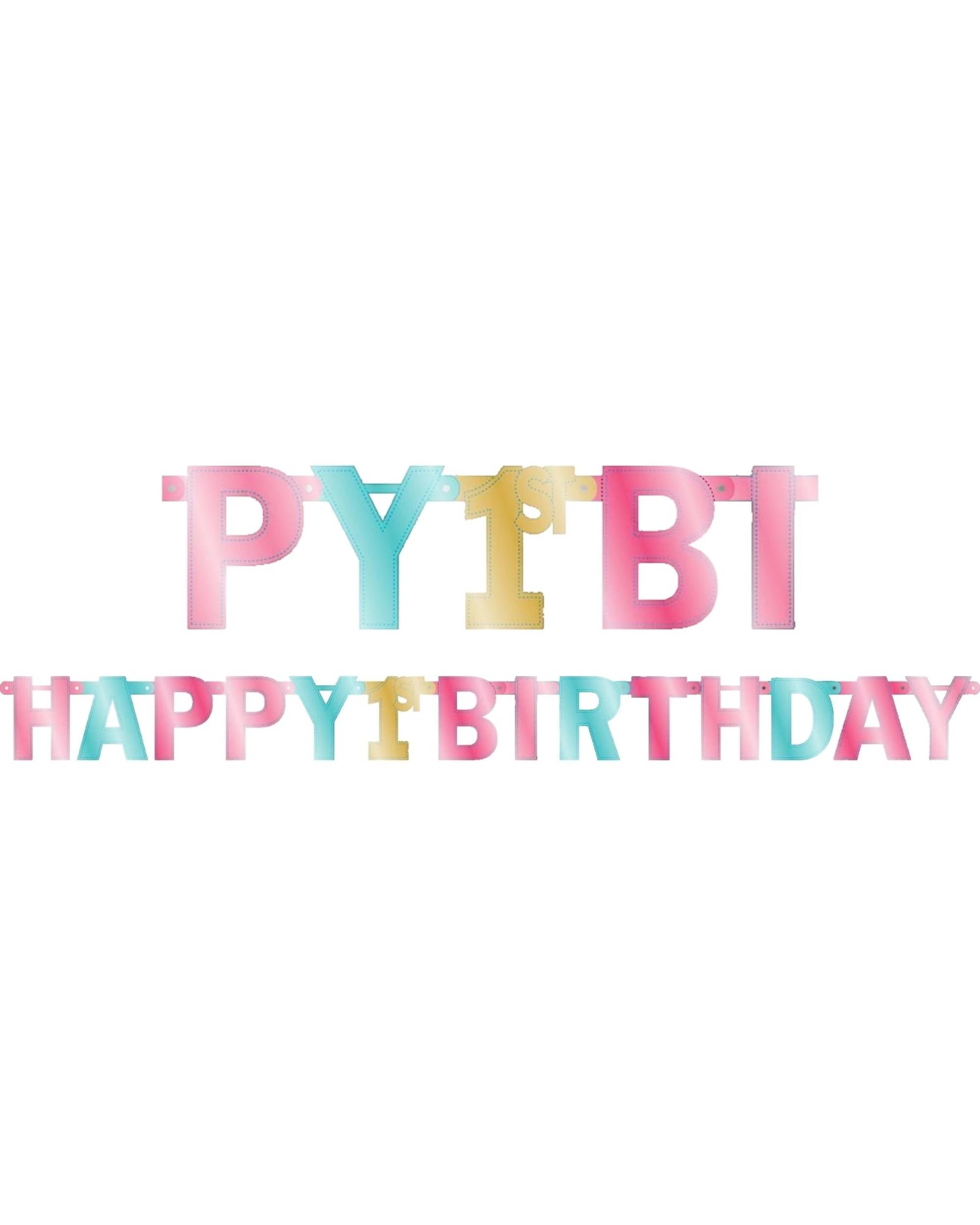 1 Amscan Inc. Girls Happy 1st Birthday Jumbo Foil Letter Banner - Multi, 1 of 1