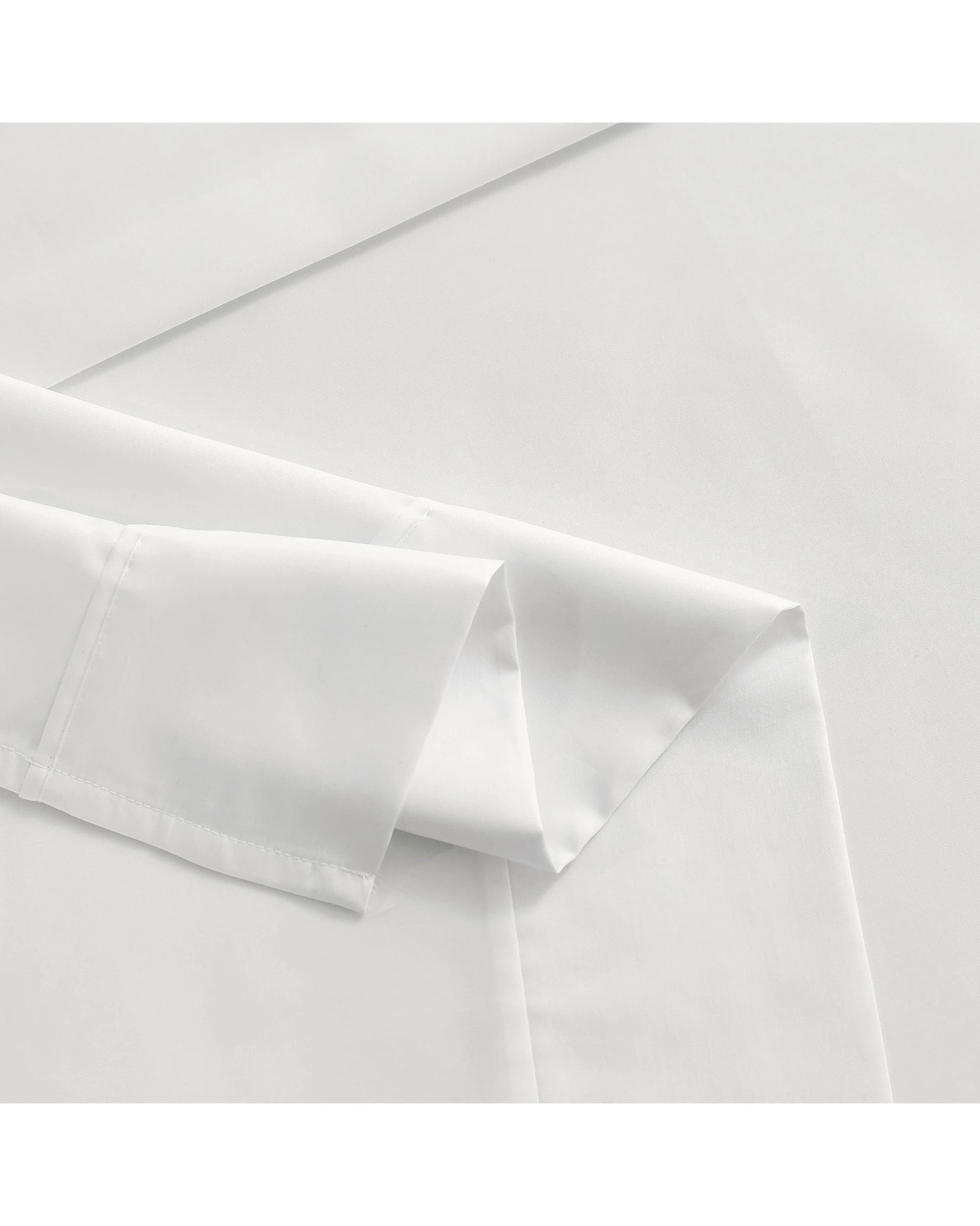 5 Serene 400TC Bamboo Cotton Sateen Sheet Set - Single Bed - White, 5 of 6