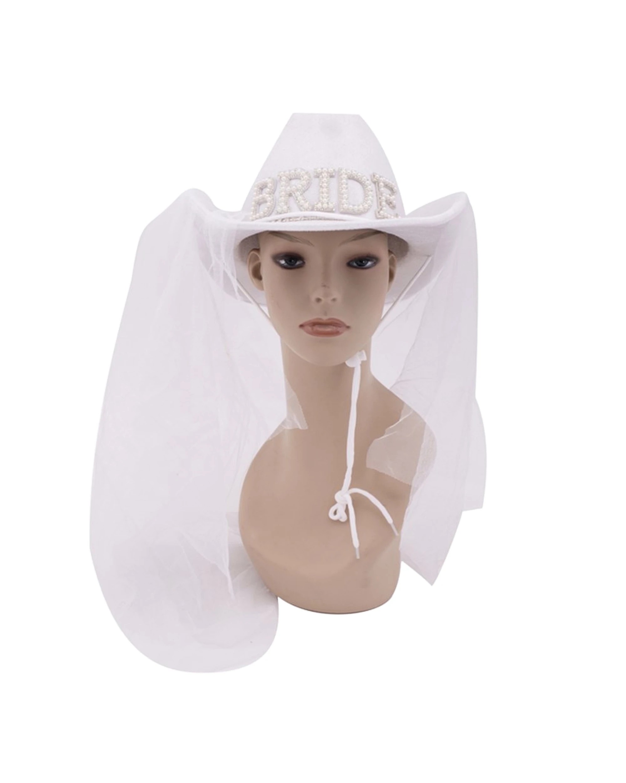 2 Oceana Bride Rhinestone Jewelled Cowboy Hat with Veil - Silver, 2 of 4