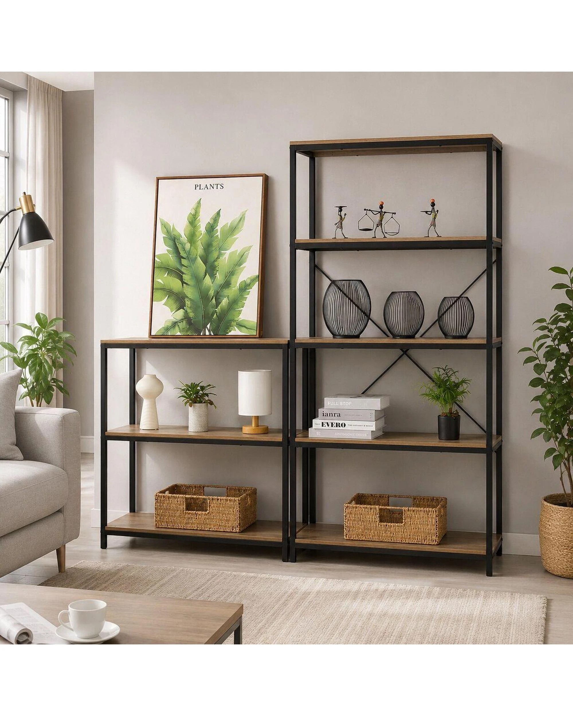9 Rome Industrial Style Storage Bookshelf Set Oak, 9 of 10