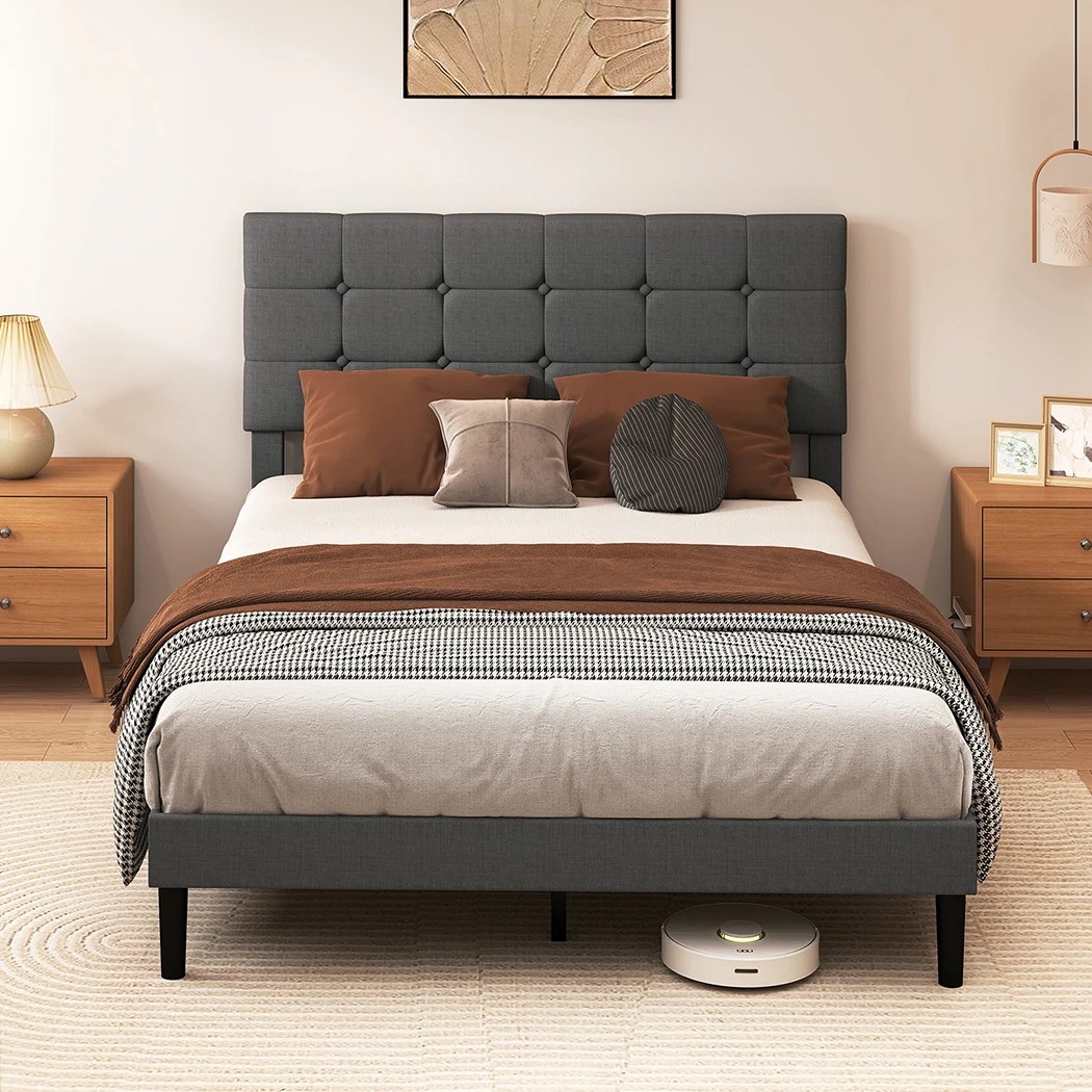 8 Levede Queen Size Bed Frame Upholstered, 8 of 8