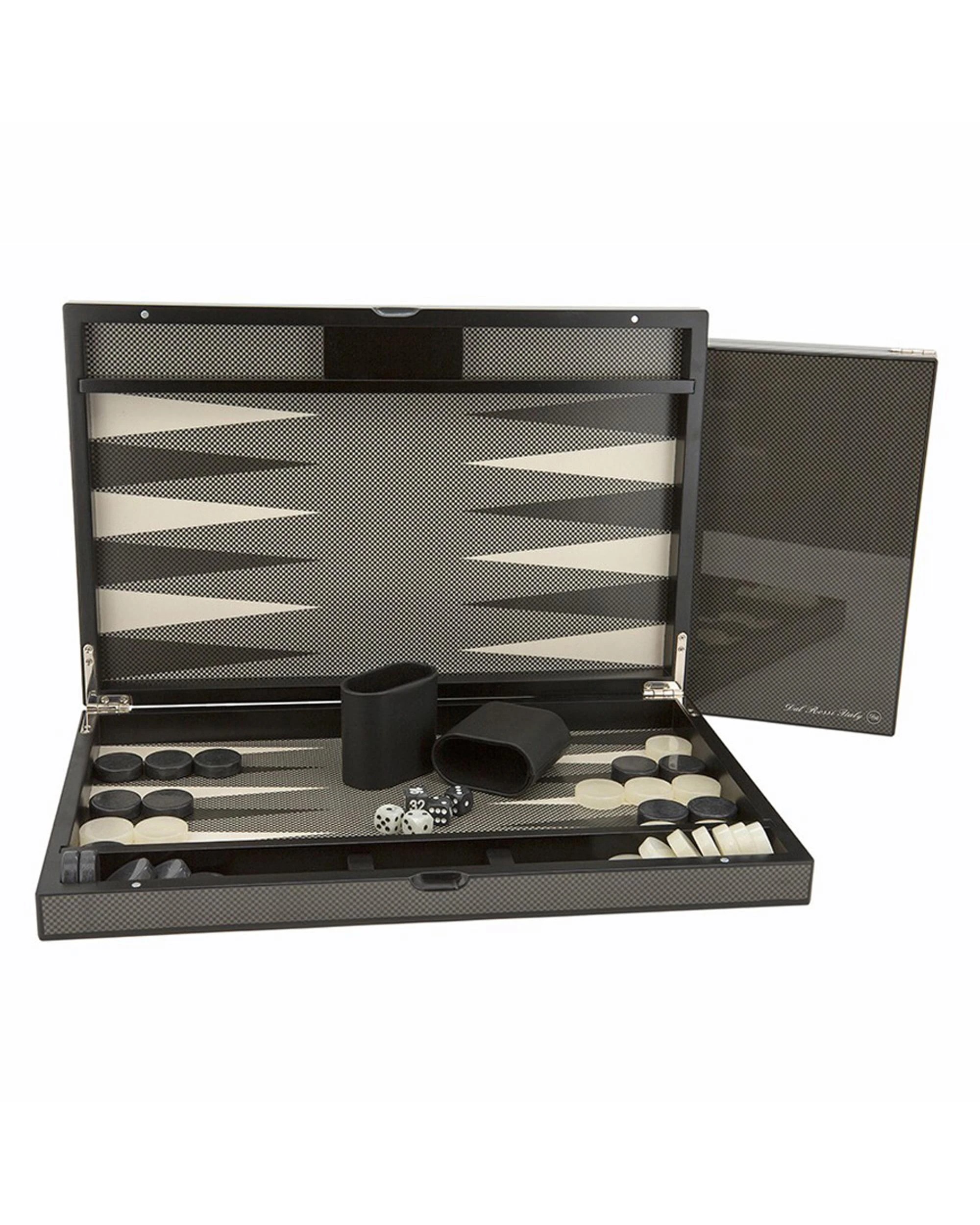 1 Dal Rossi Carbon Fibre 15 inch Backgammon Set, 1 of 3