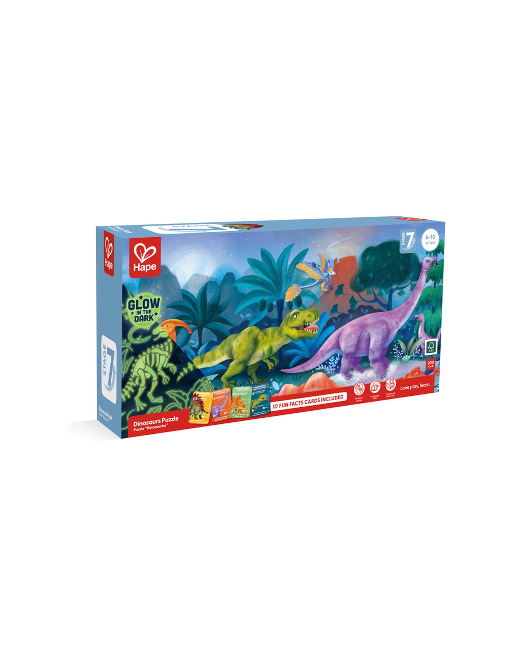 2 Hape Kids Dinosaurs Puzzle 1.5m Floor Puzzle With Glow in the Dark Skeletons - Multi, 2 of 3
