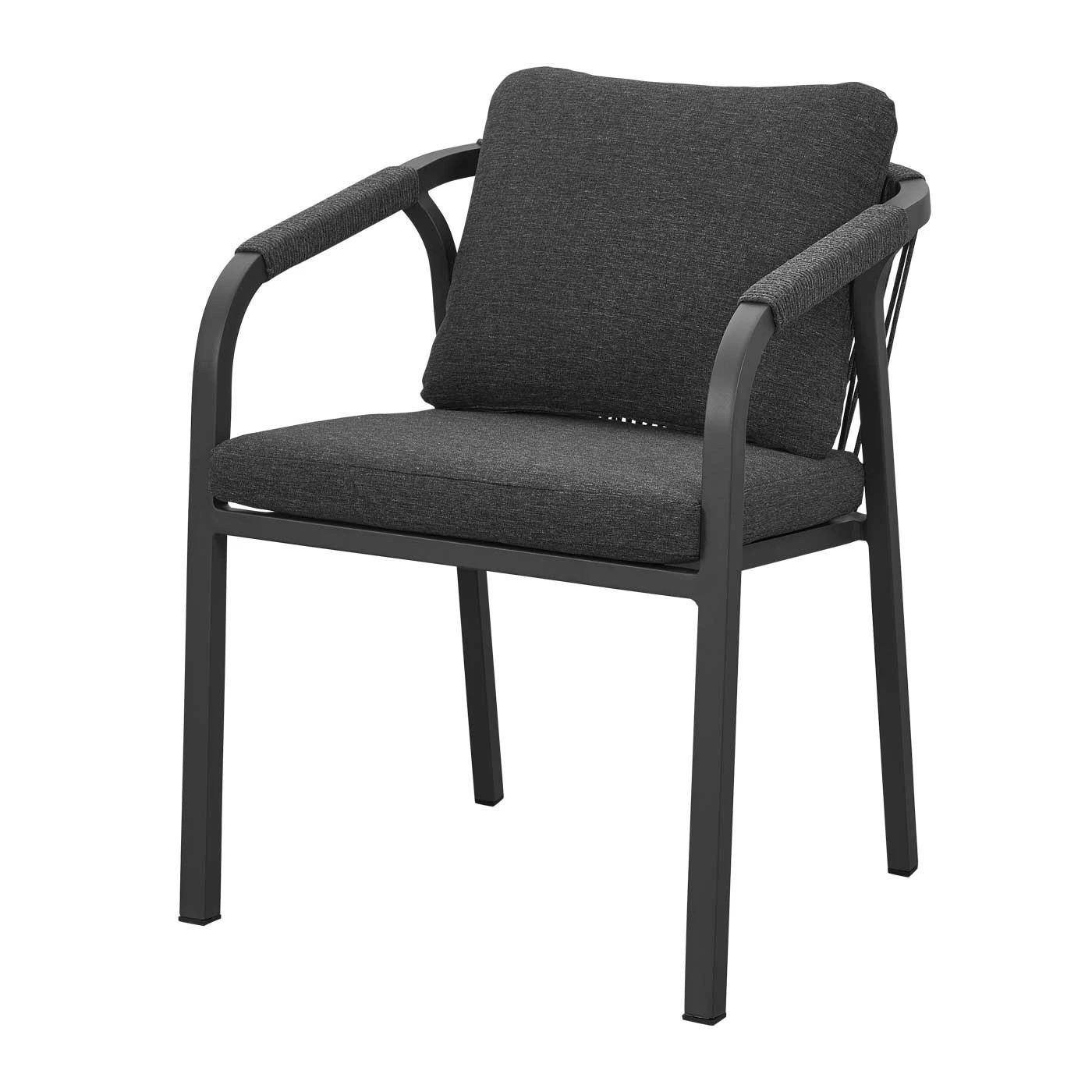 2 Moda Living La Perouse Charcoal Aluminium Outdoor Dining Chairs with Arms - Dark Grey Cushions (Set of 2) - White, 2 of 10
