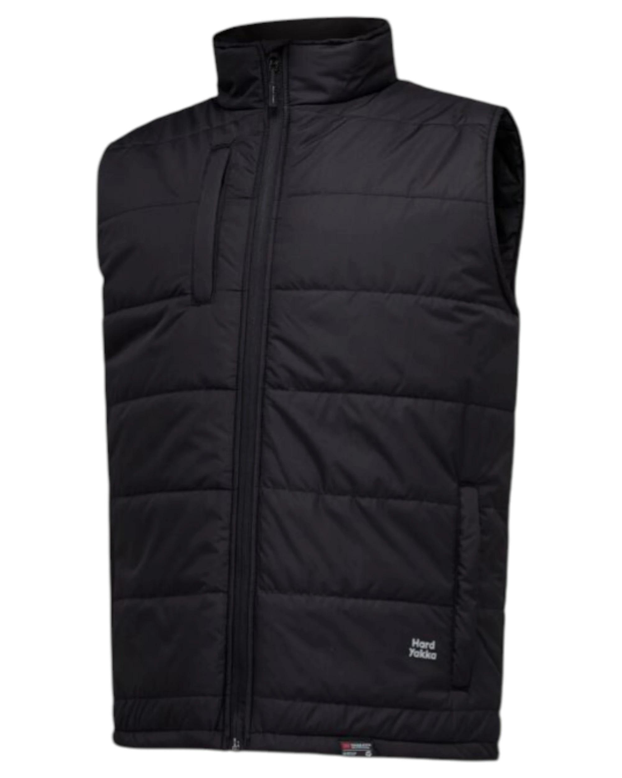 3 Hard Yakka Mens Puffa 2.0 Vest Waterproof Winter Zip Up Black BLACK, 3 of 6